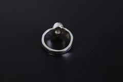 Herkimer Diamond Ring 925 Sterling Silver Raw Quartz Crystal Textured Hammered Band Crown Chakra Aries Sagittarius Gift