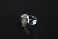 Hammered Sterling Silver Marquise Pearl Ring - Unisex