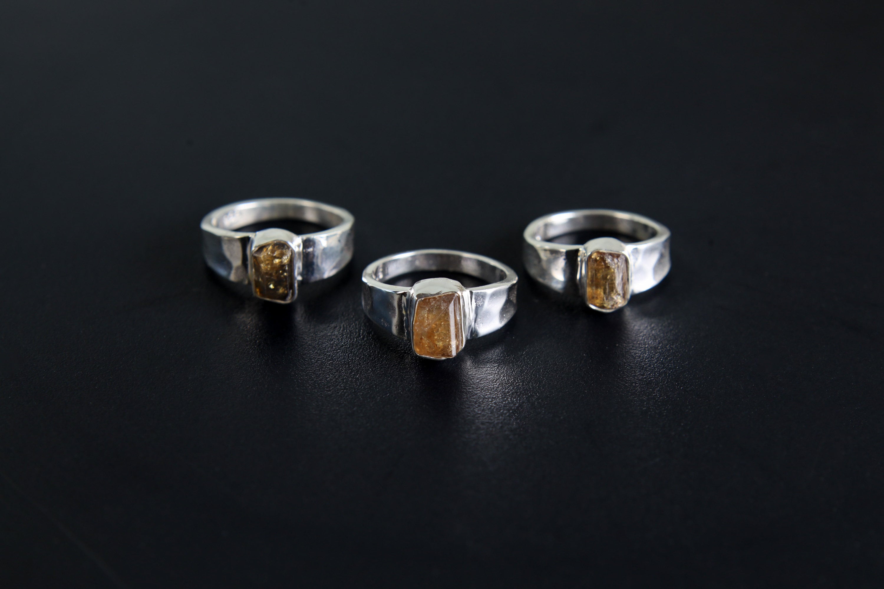 Himalayan Brown Tourmaline Ring: Hammered Sterling Silver Unisex Band