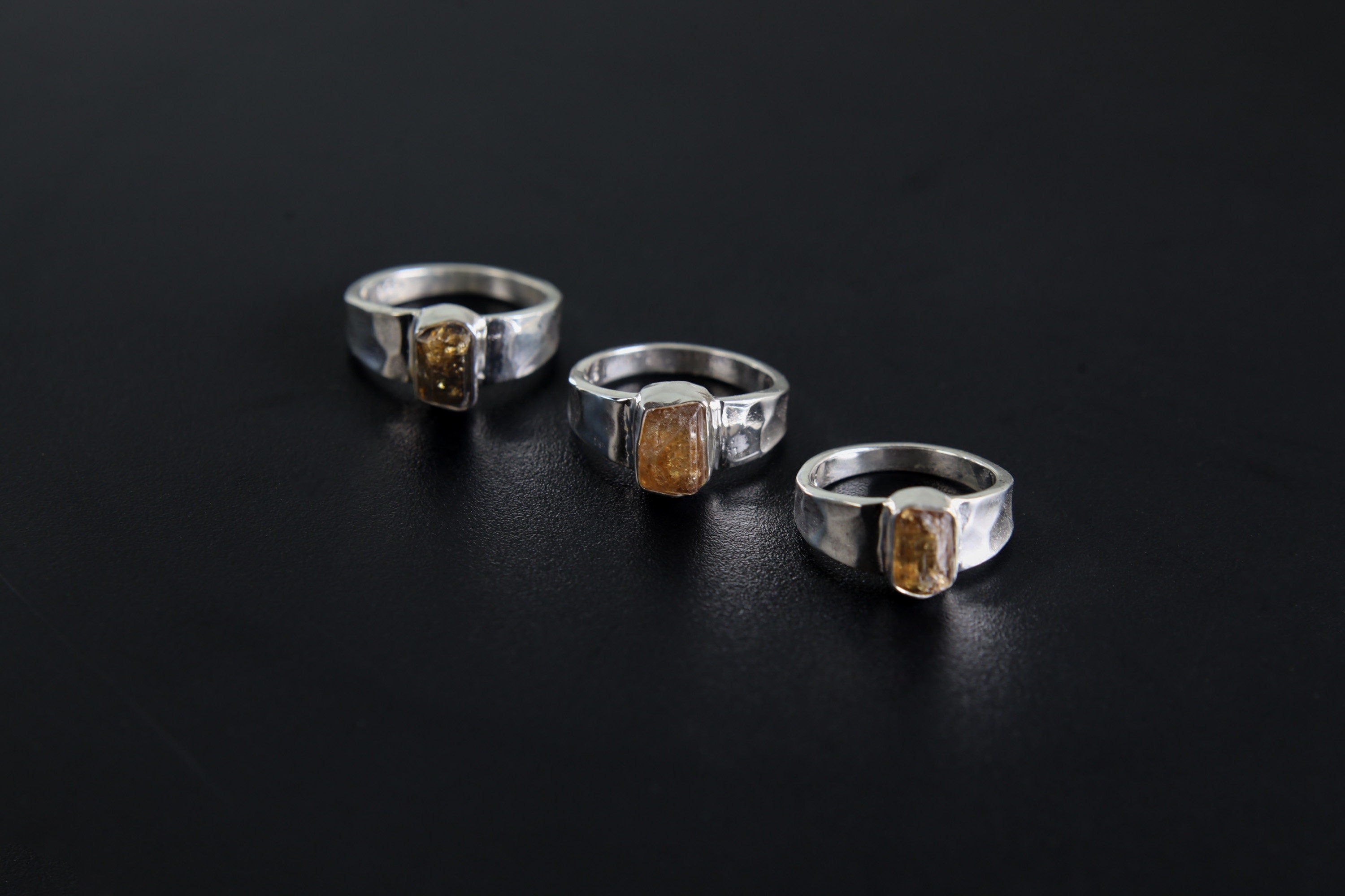 Himalayan Brown Tourmaline Ring: Hammered Sterling Silver Unisex Band