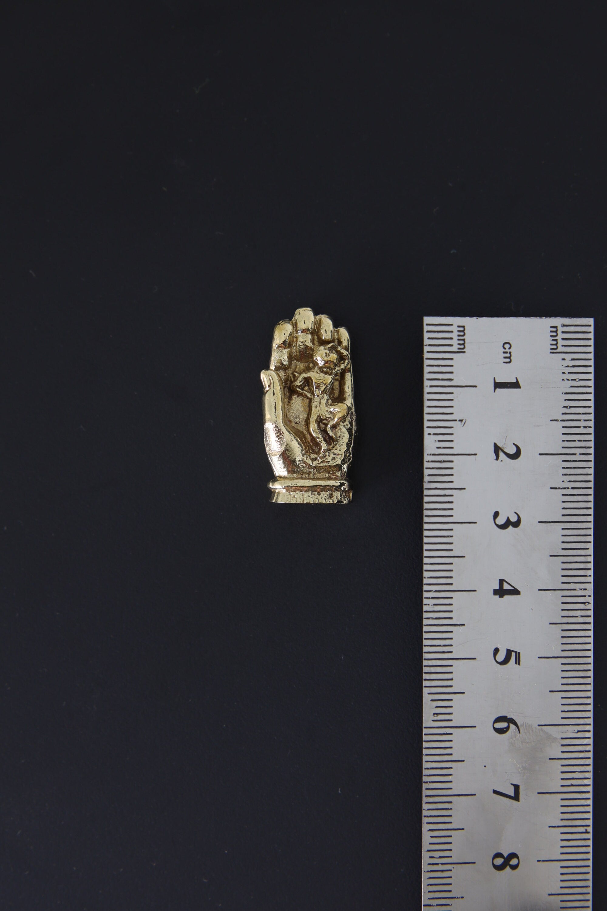 Gold Plated Brass Curiosity Hand and Monkey Charm - Cast Pendant - Promotes Longevity & Protection - Mystical Animal Jewellery