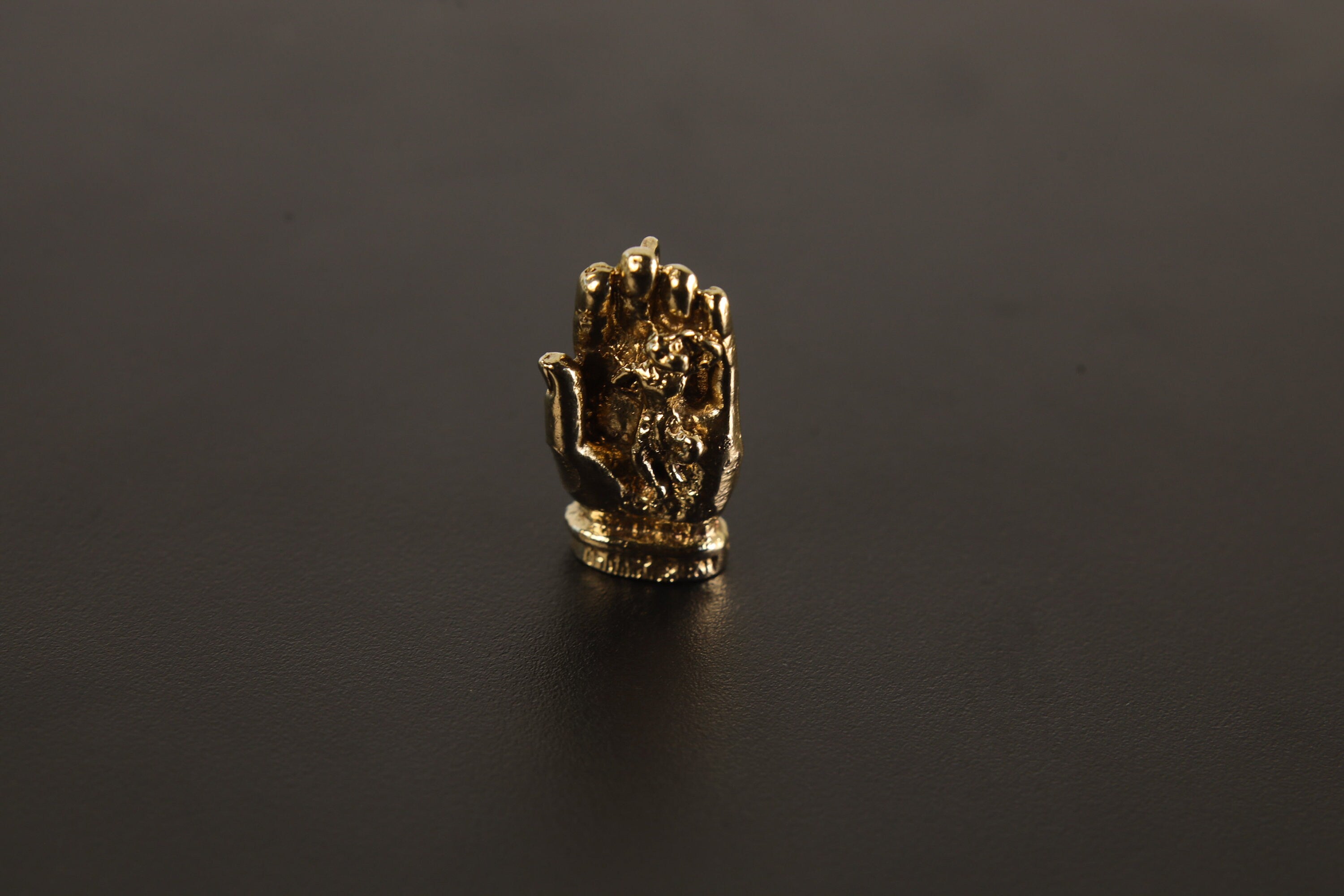 Gold Plated Brass Curiosity Hand and Monkey Charm - Cast Pendant - Promotes Longevity & Protection - Mystical Animal Jewellery