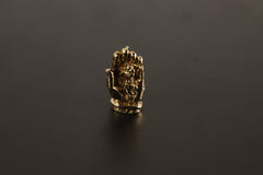 Gold Plated Brass Curiosity Hand and Monkey Charm - Cast Pendant - Promotes Longevity & Protection - Mystical Animal Jewellery