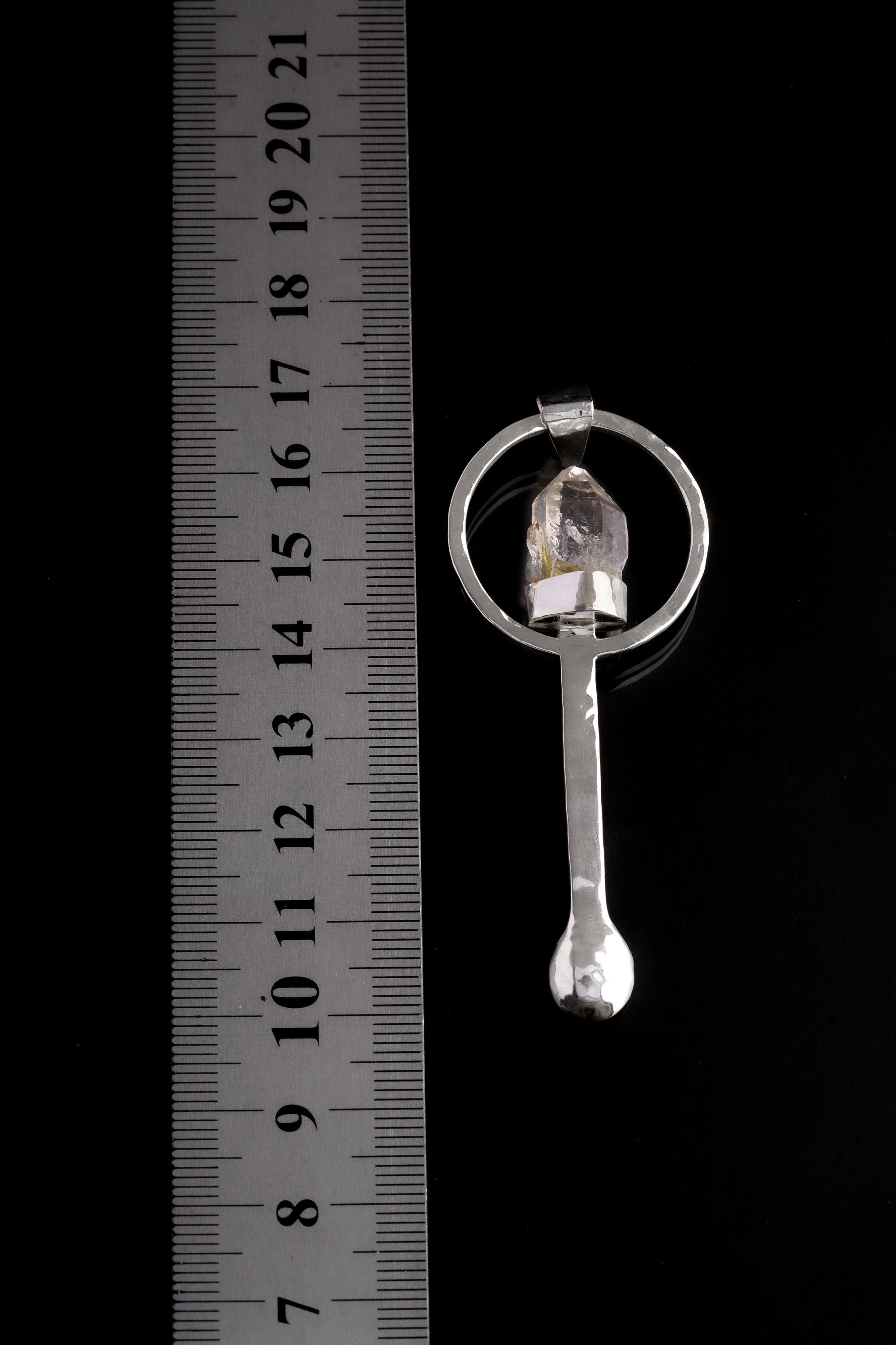 Hammered Sterling Silver Spoon Necklace: Vera Cruz Amethyst Crystal Pendant