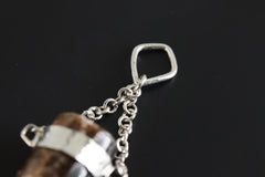 Earthen Bullet Brown Tourmaline - Sterling Silver Crystal Pendant - Hammered Textured & High Polish Finish - NO/03