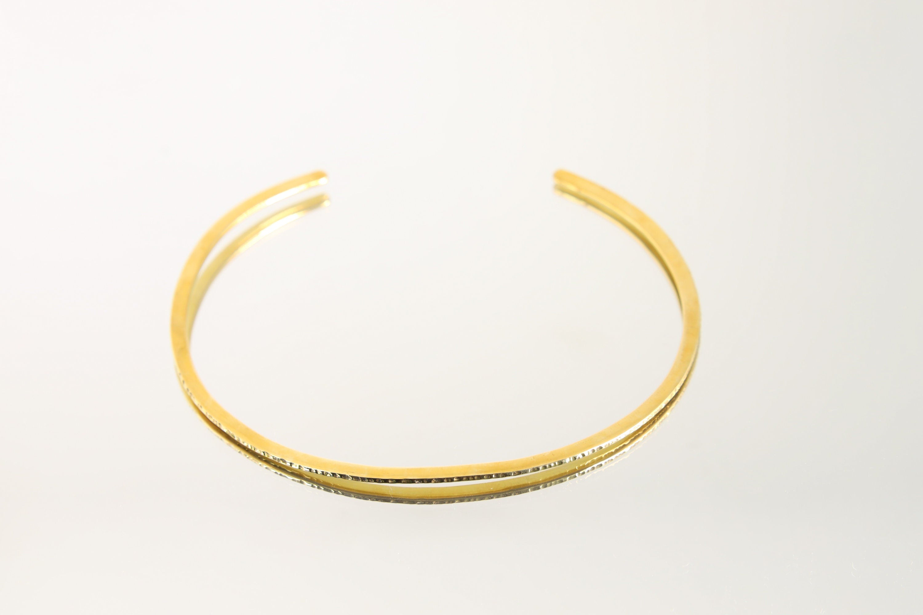 Textured Gold Plated Brass Choker: Boho Open Neck Collar