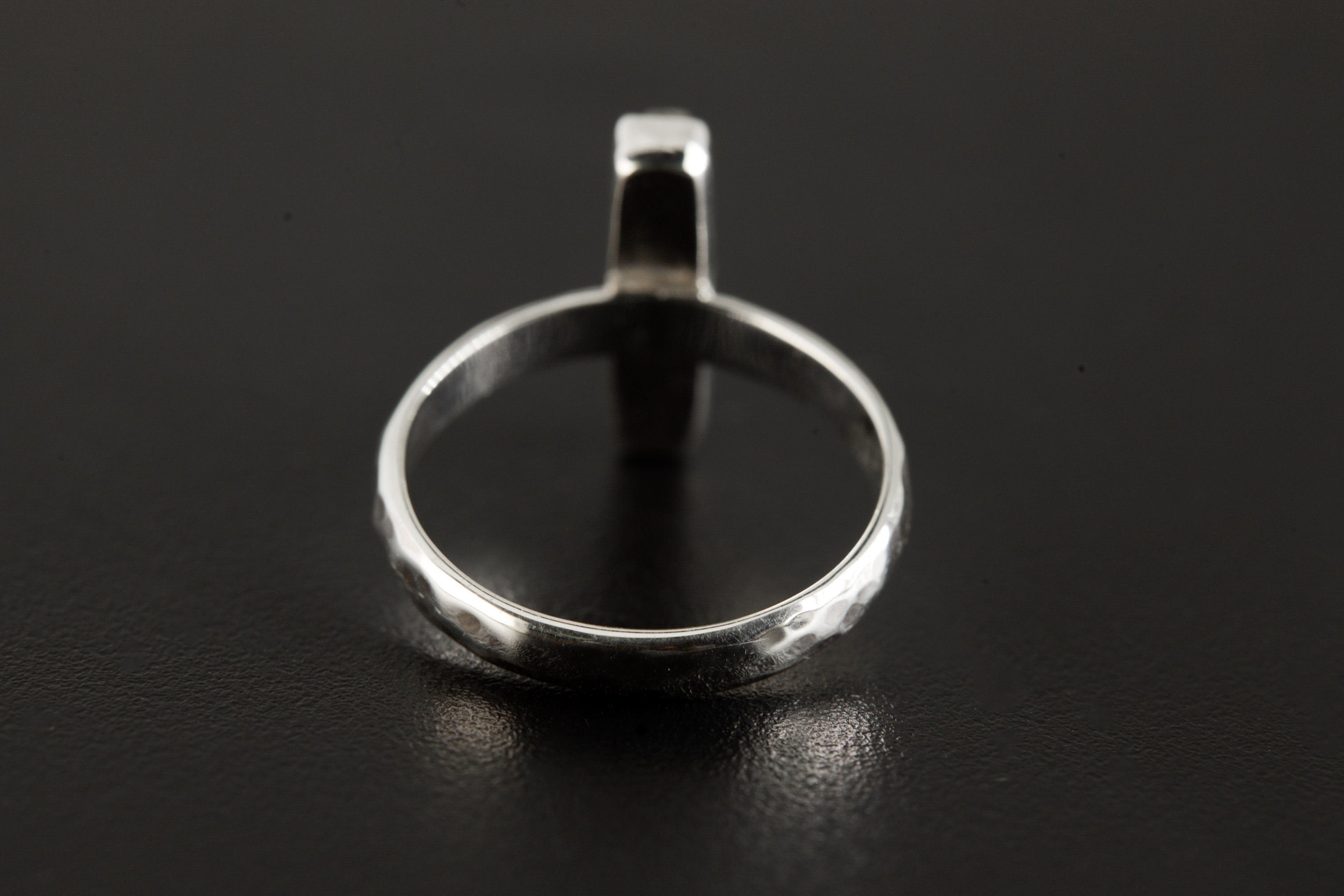 Australian Aquamarine Sterling Silver Ring - Hammered Band, Size 6