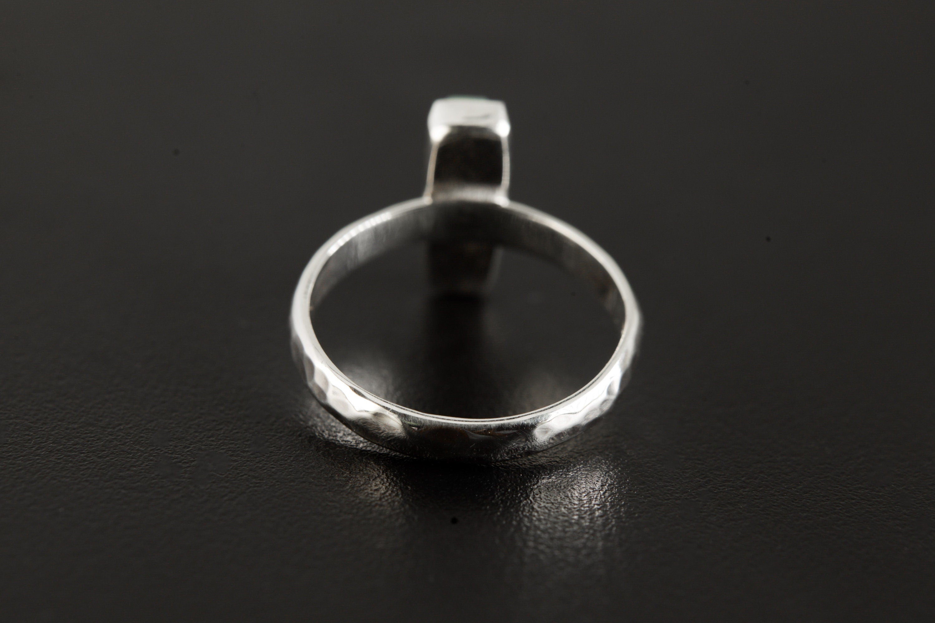 Petite Vibrant Fossicked Aquamarine Ring, Sterling Silver, Hammer Textured & Shiny Half Round Band, Size 6 US, Throat Chakra Pisces/Aquarius
