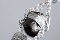 Black Tourmaline & Watermelon Tourmaline Sterling Silver Pendant with Specialty Chain