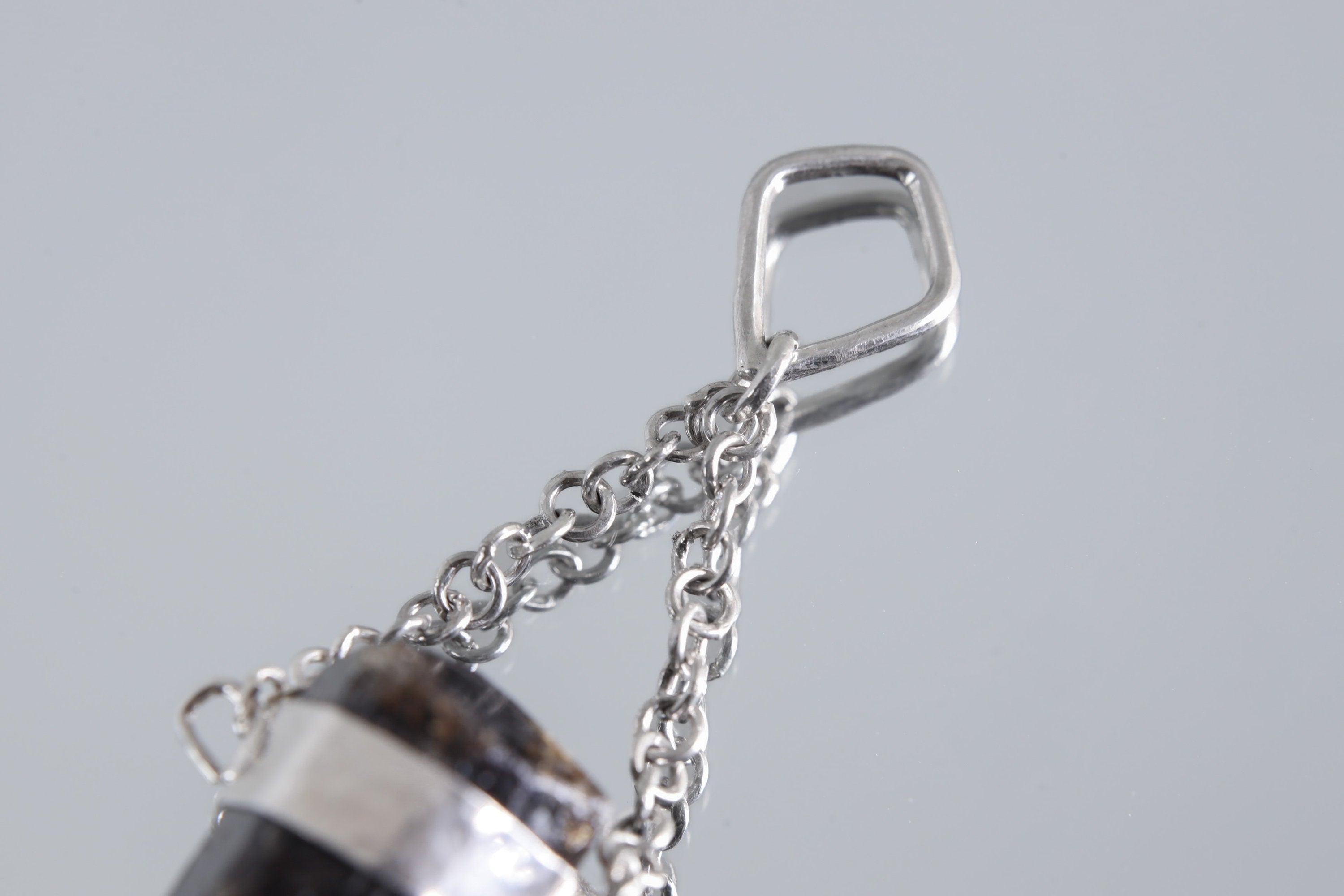 Double Terminated Black Tourmaline Pendant, Wrapped Textured Silver, Chain Bail, Sterling Silver Crystal Charm, Protective Energy, N0/03
