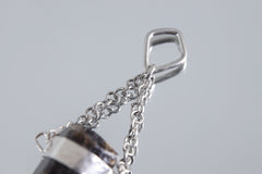 Double Terminated Black Tourmaline Pendant, Wrapped Textured Silver, Chain Bail, Sterling Silver Crystal Charm, Protective Energy, N0/03