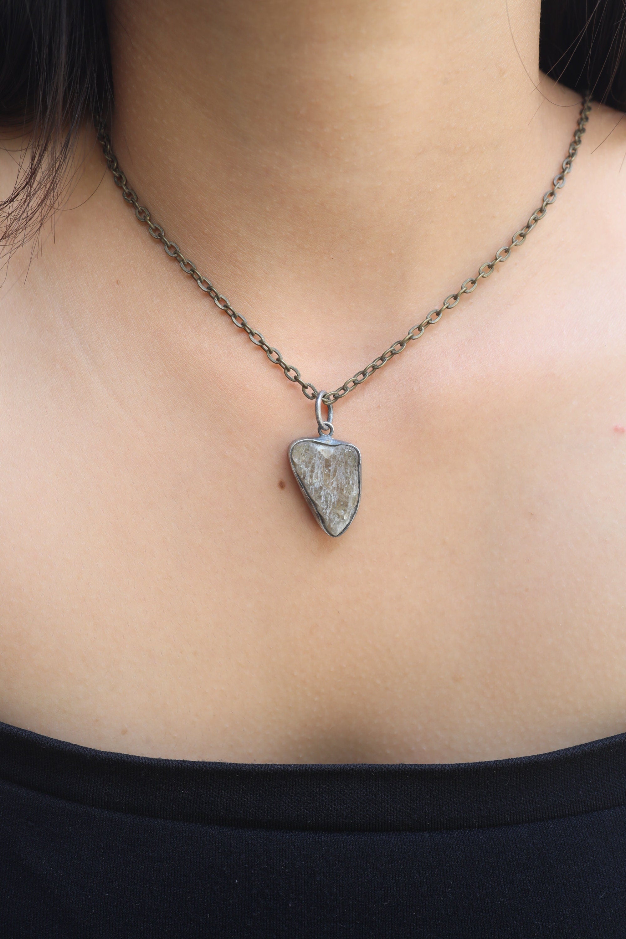Ethereal Torrington Citrine Pendant - Sterling Silver - Oxidized - Brush Texture- NO/13