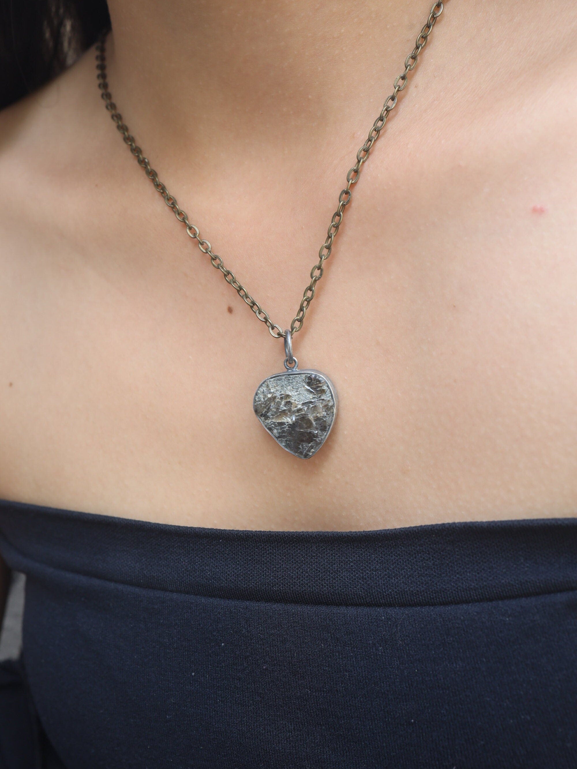 Ethereal Torrington Citrine Pendant - Sterling Silver - Oxidized - Brush Texture - NO/10