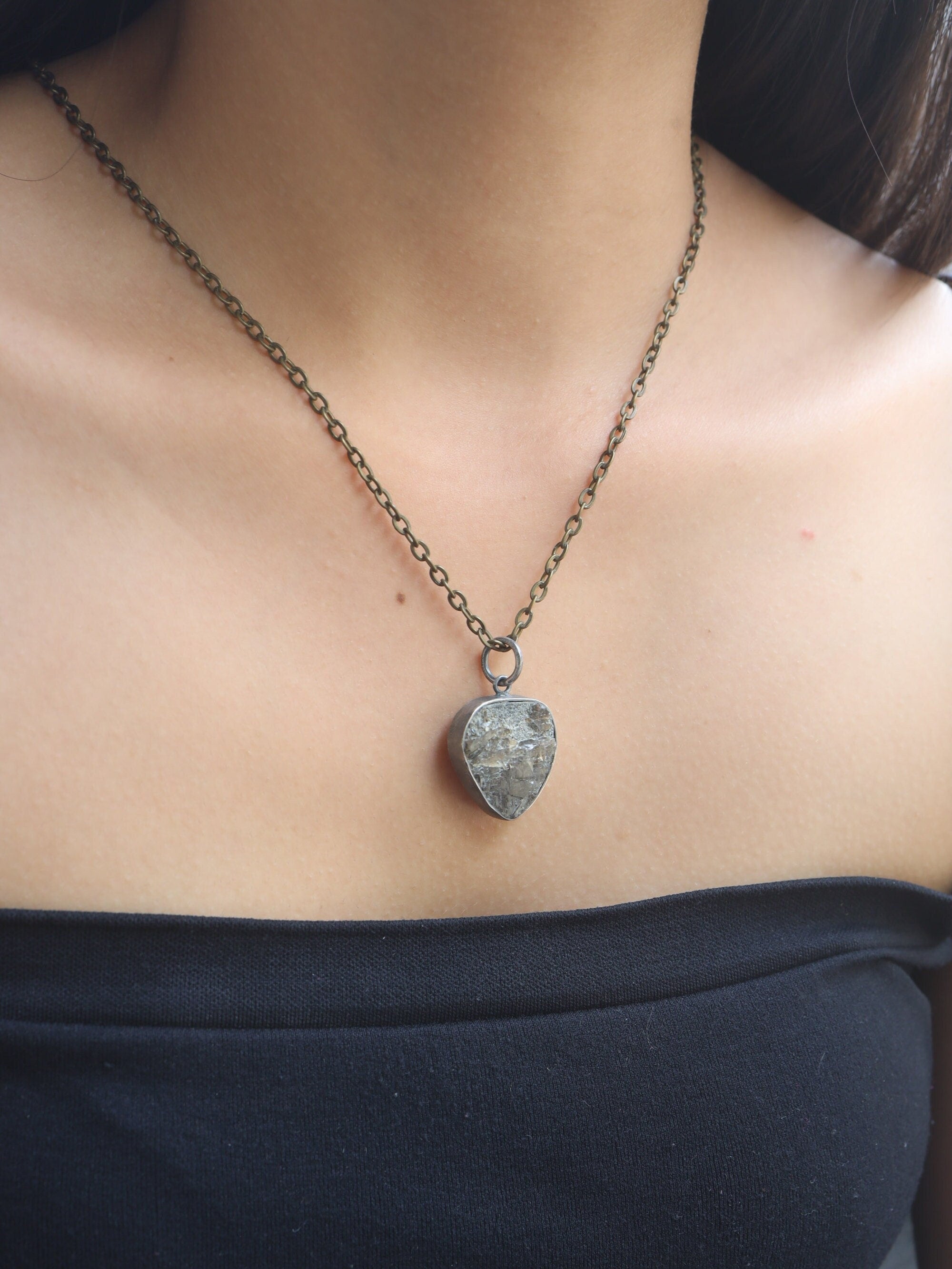 Ethereal Torrington Citrine Pendant - Sterling Silver - Oxidized - Brush Texture - NO/10