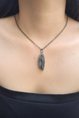 Torrington Citrine Pendant - Sterling Silver - Oxidized - Brush Texture - NO/02