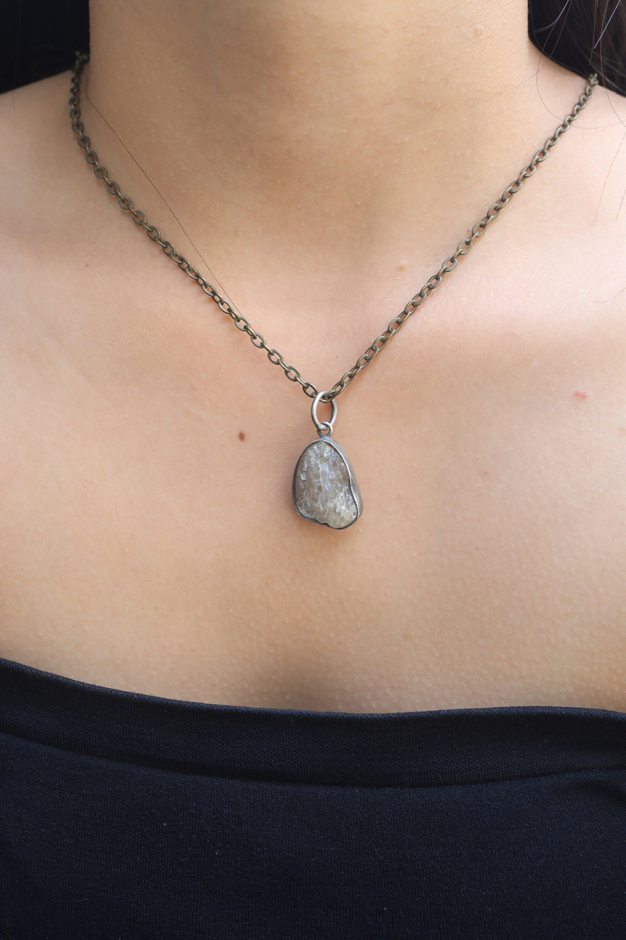 Ethereal Torrington Citrine Pendant - Sterling Silver - Oxidized - Brush Texture- NO/12