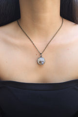 Torrington Citrine Pendant - Sterling Silver - Oxidized - Brush Texture - NO/8