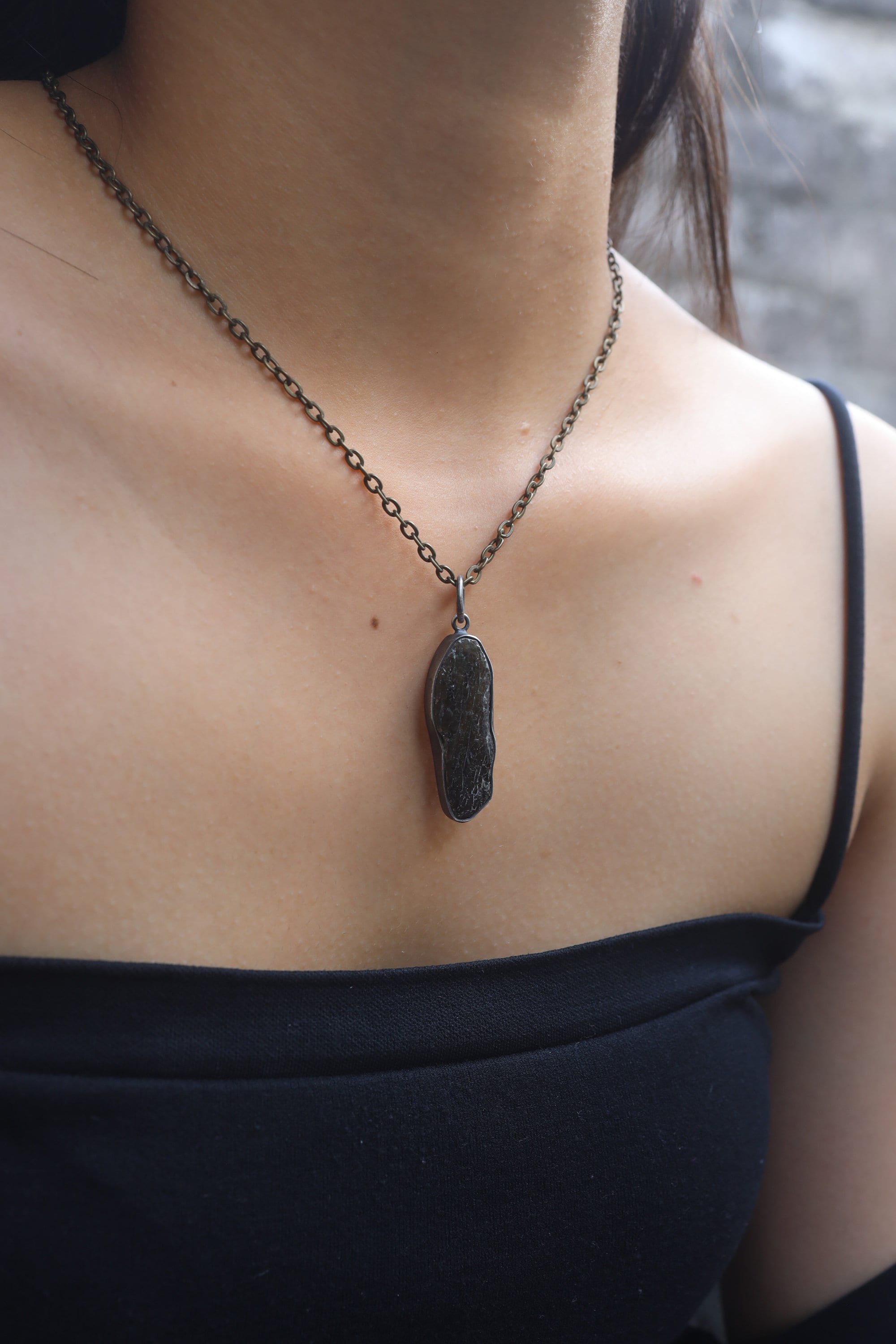 Torrington Smoky Citrine Pendant - Sterling Silver - Oxidized - Brush Texture - NO/05