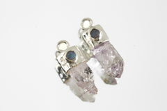 Vera Cruz Amethyst Opal Hoop Earrings 925 Sterling Silver 1cm High Shine Claw Set Crown Chakra Jewelry Gift