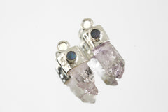 Hoop earring Set Vera Cruz Amethyst with Australian Opal - Sterling Silver 1 cm Hoop Earrings - High Shine Polish Finish
