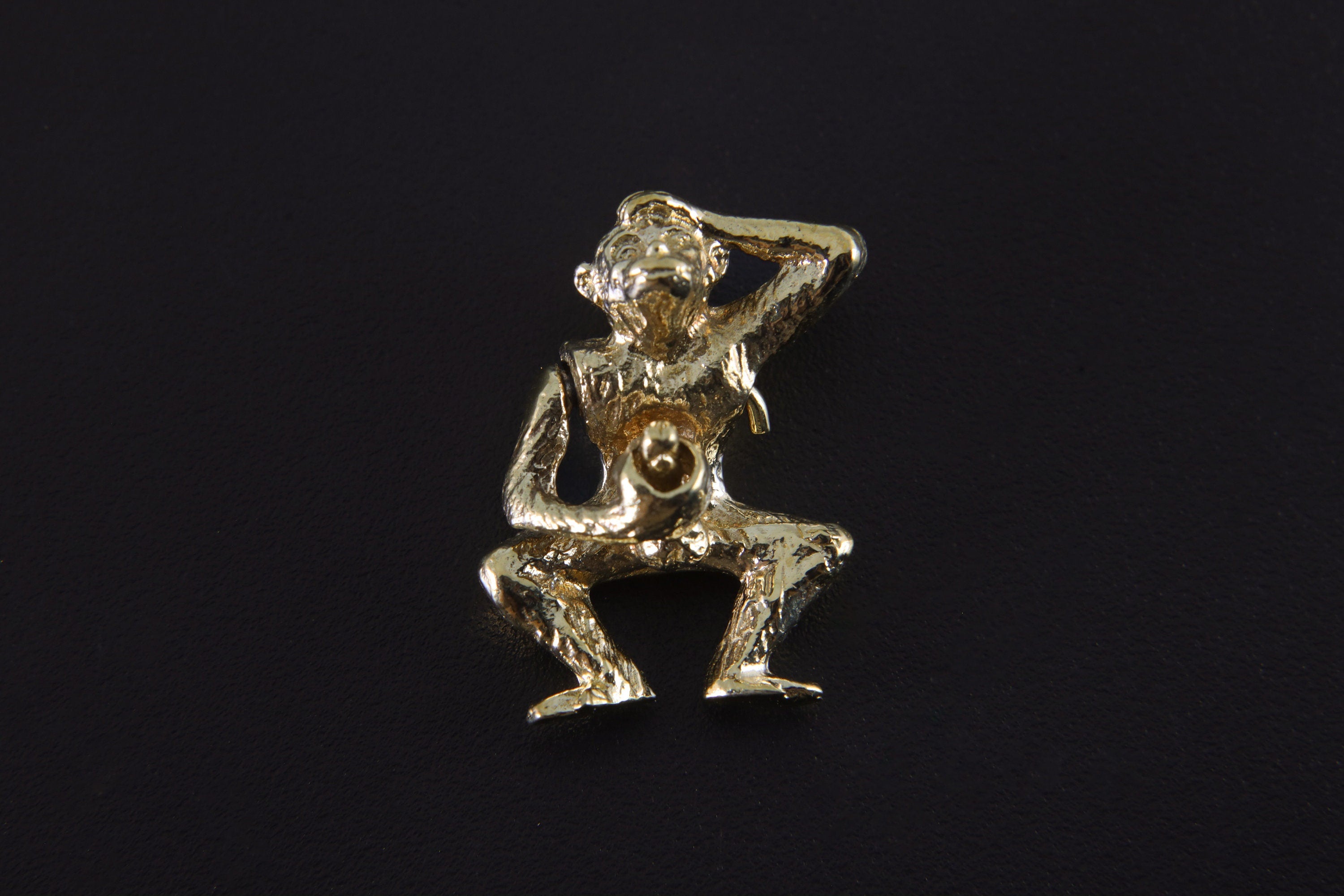 Gold Plated Brass Mischief Monkey Charm - Cast Pendant - Promotes Longevity & Protection - Mystical Animal Jewellery