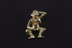 Gold Plated Brass Mischief Monkey Charm - Cast Pendant - Promotes Longevity & Protection - Mystical Animal Jewellery