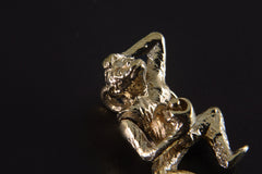 Gold Plated Brass Mischief Monkey Charm - Cast Pendant - Promotes Longevity & Protection - Mystical Animal Jewellery