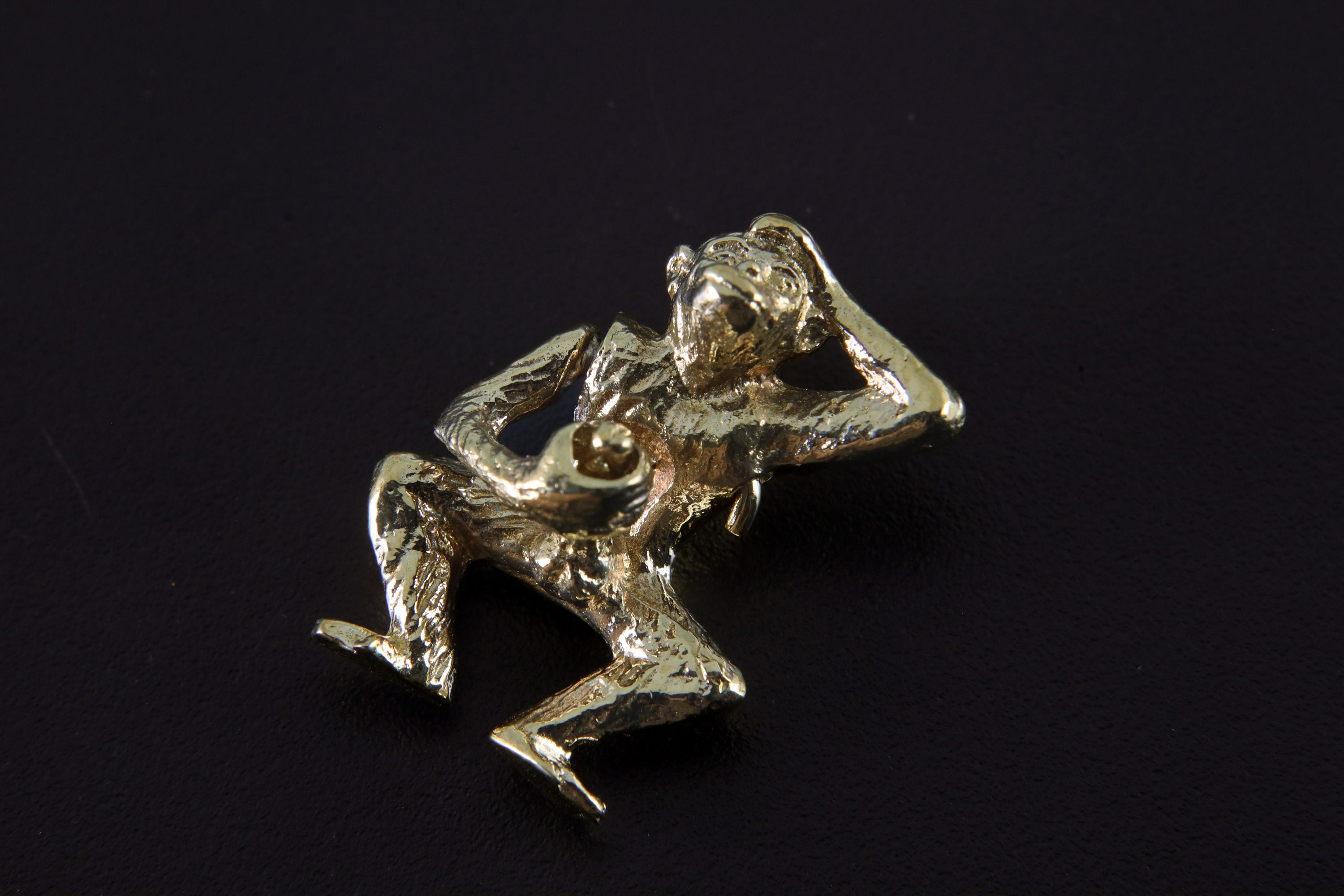 Gold Plated Brass Mischief Monkey Charm - Cast Pendant - Promotes Longevity & Protection - Mystical Animal Jewellery
