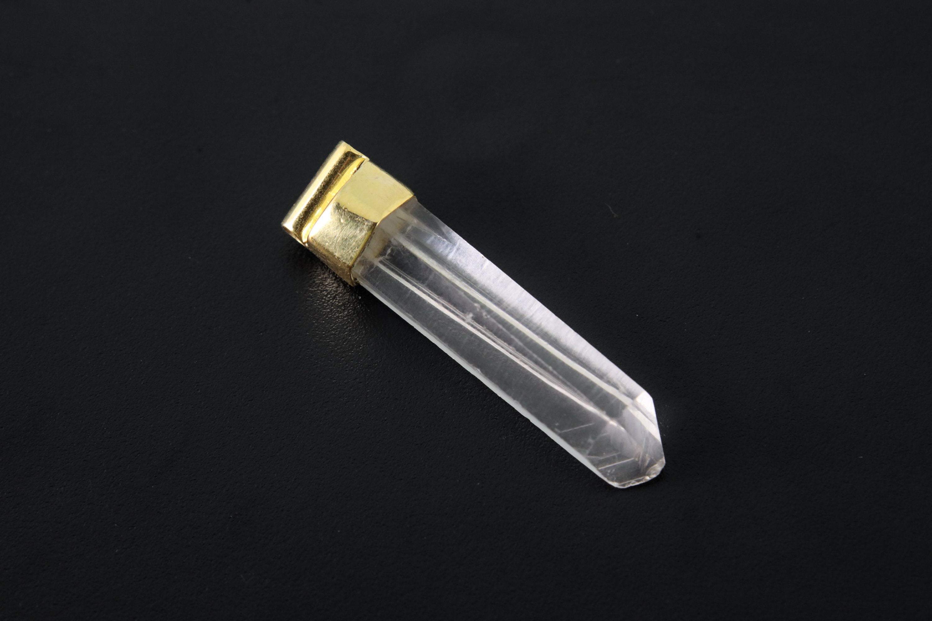 Single Australian Clear Lemurian Quartz Dangle Hoop Earring, Gold Plated Sterling Silver Clarity and Focus Crown Chakra Jewelry Unique Gift