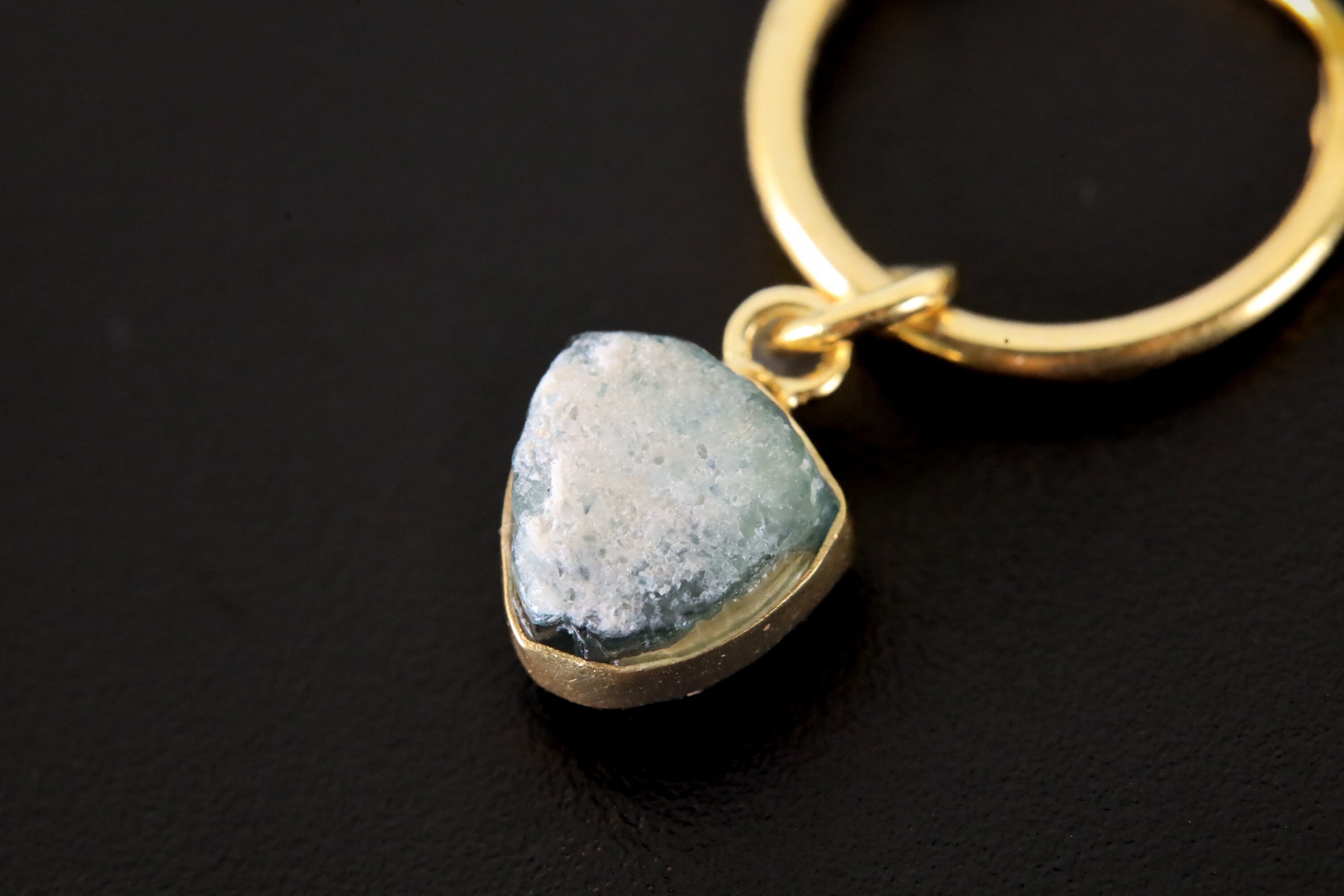 Single Piece Small Slice Raw Blue Gem Tourmaline, Gold Plated Sterling Silver, Dangle Hoop Crystal Earring - Healing, Chakra, Unique Gift