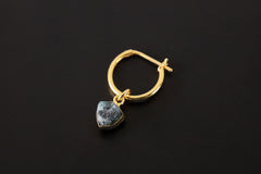 Blue Tourmaline Single Hoop Earring Pendant Gold Plated 925 Silver Throat Third Eye Chakra Gift