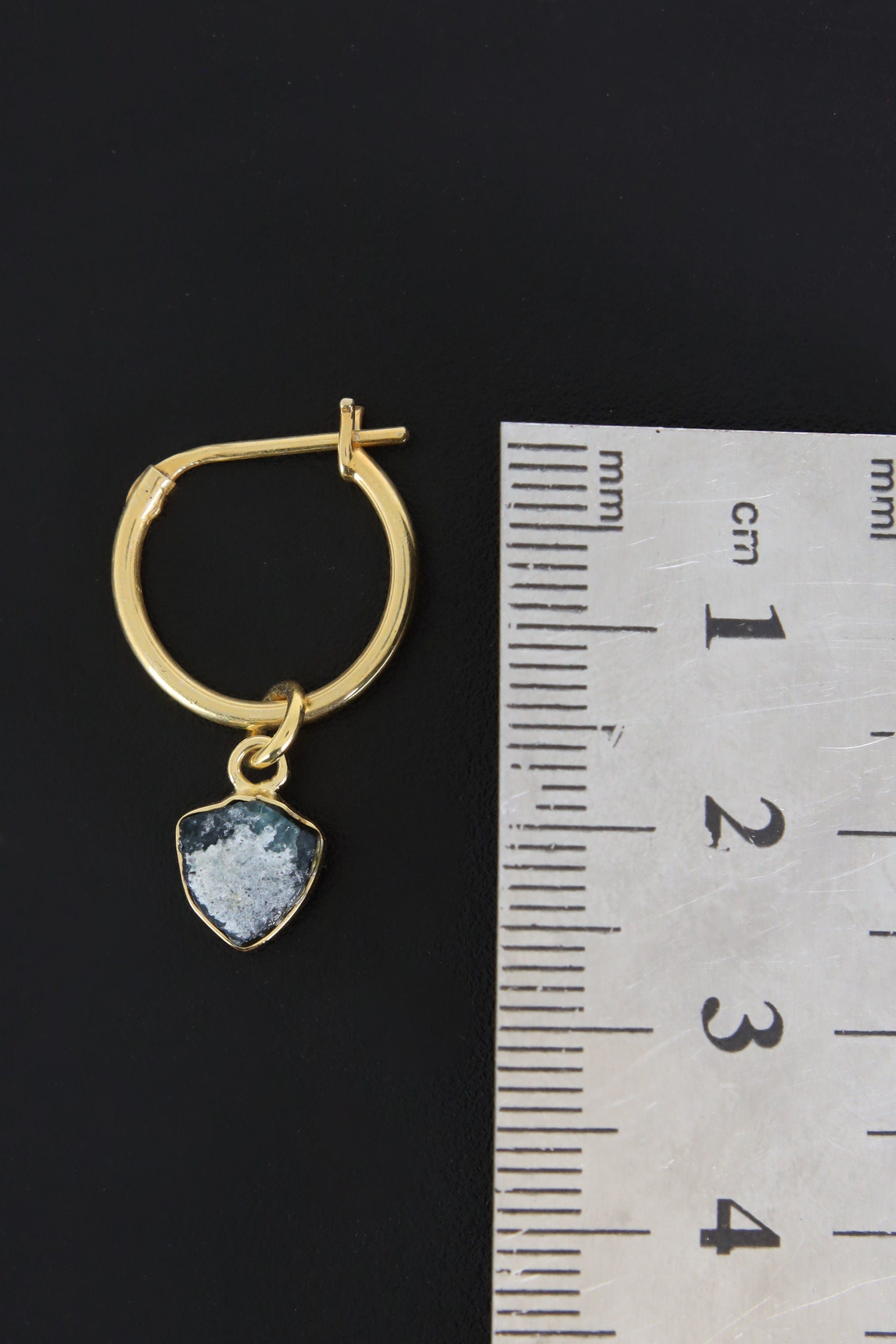 Blue Tourmaline Gold Plated Sterling Silver Dangle Earring: Healing Crystal