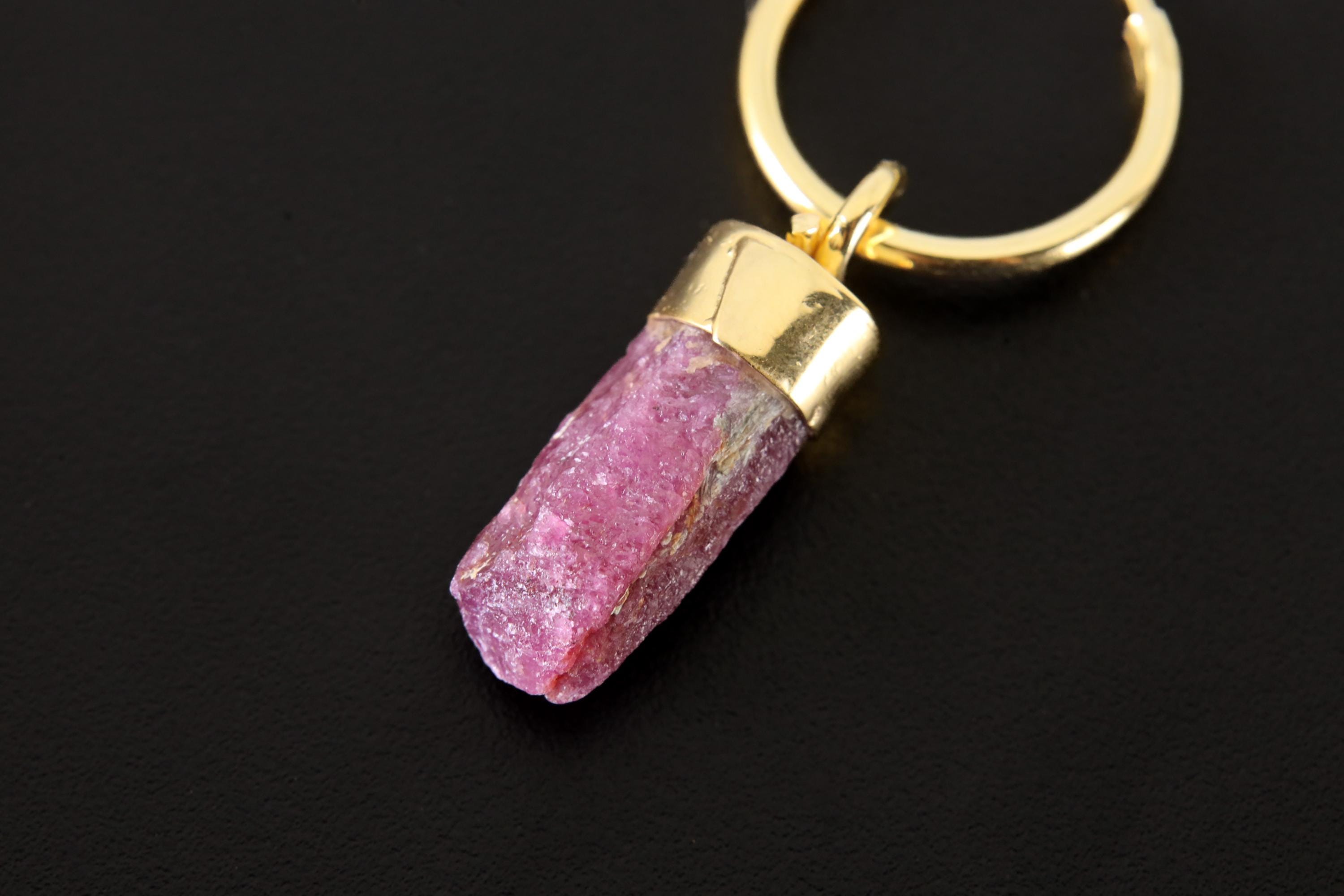 Ruby Dangle Hoop Earring: Gold Plated Sterling Silver, Root Chakra