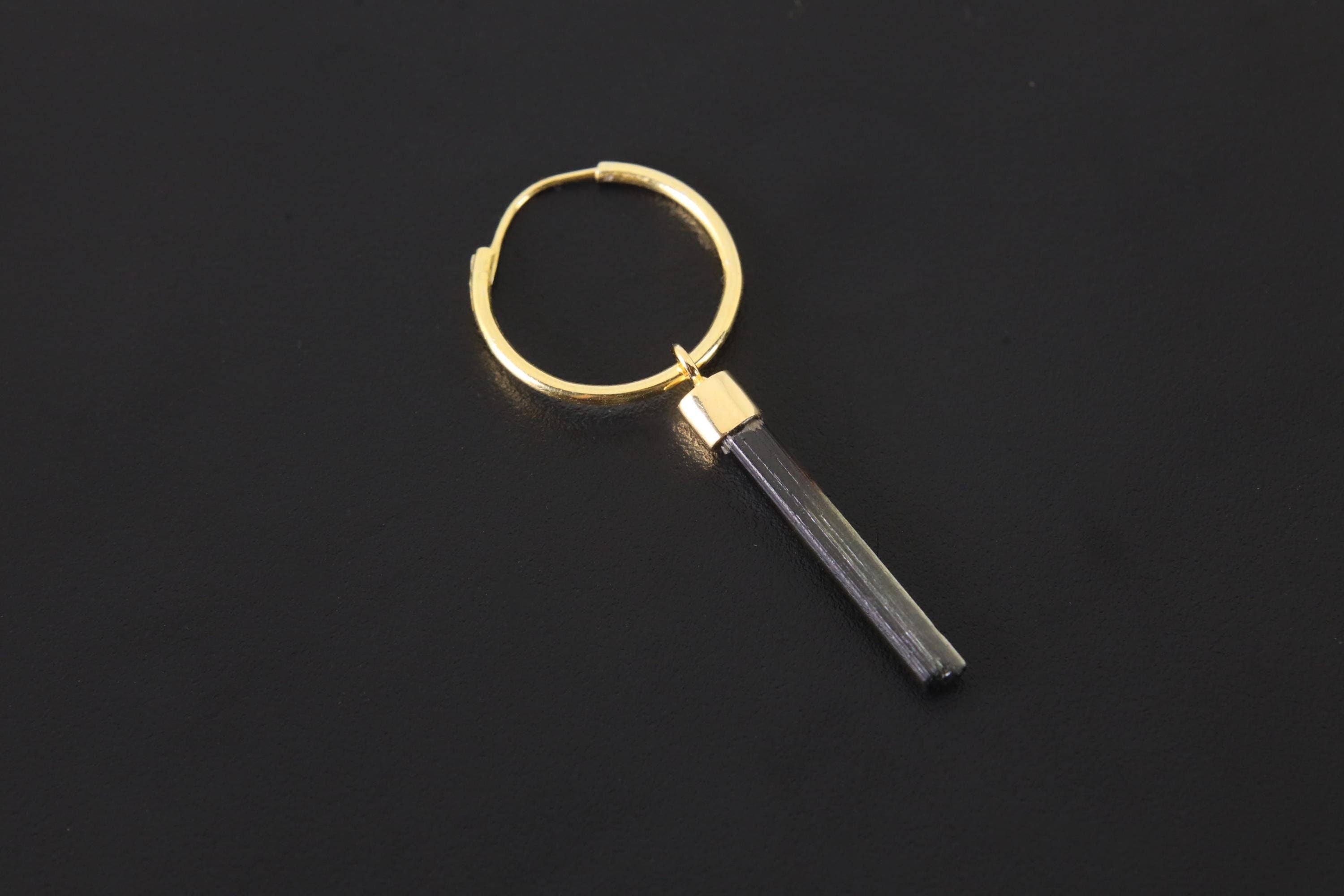 Green Tourmaline Dangle Earring: Gold Plated Sterling Silver, Heart Chakra