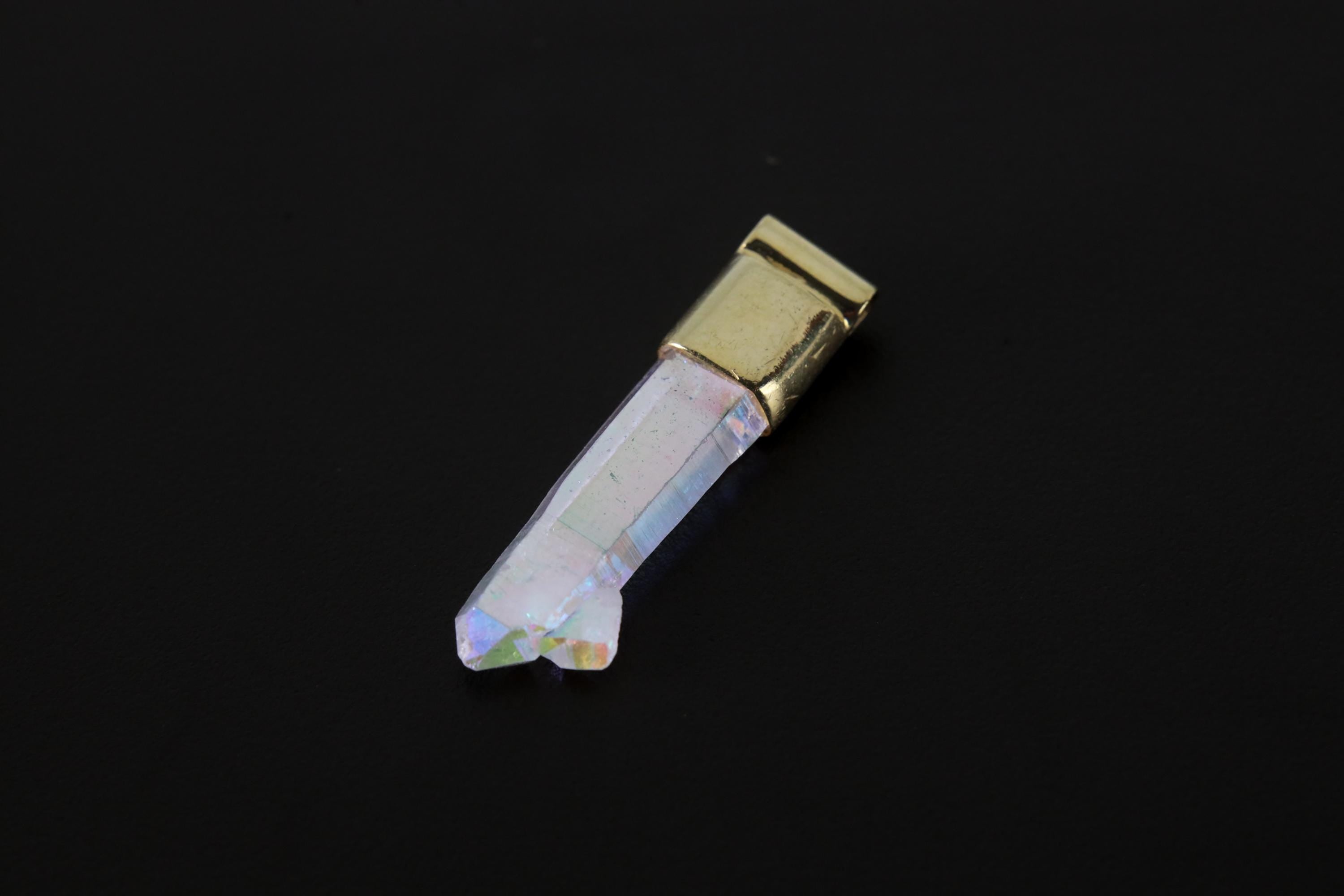 Single Opal/Angel Aura Quartz Dangle Hoop Earring, Gold Plated Sterling Silver, Clarity and Focus, Chakra Jewelry, Unique Gift