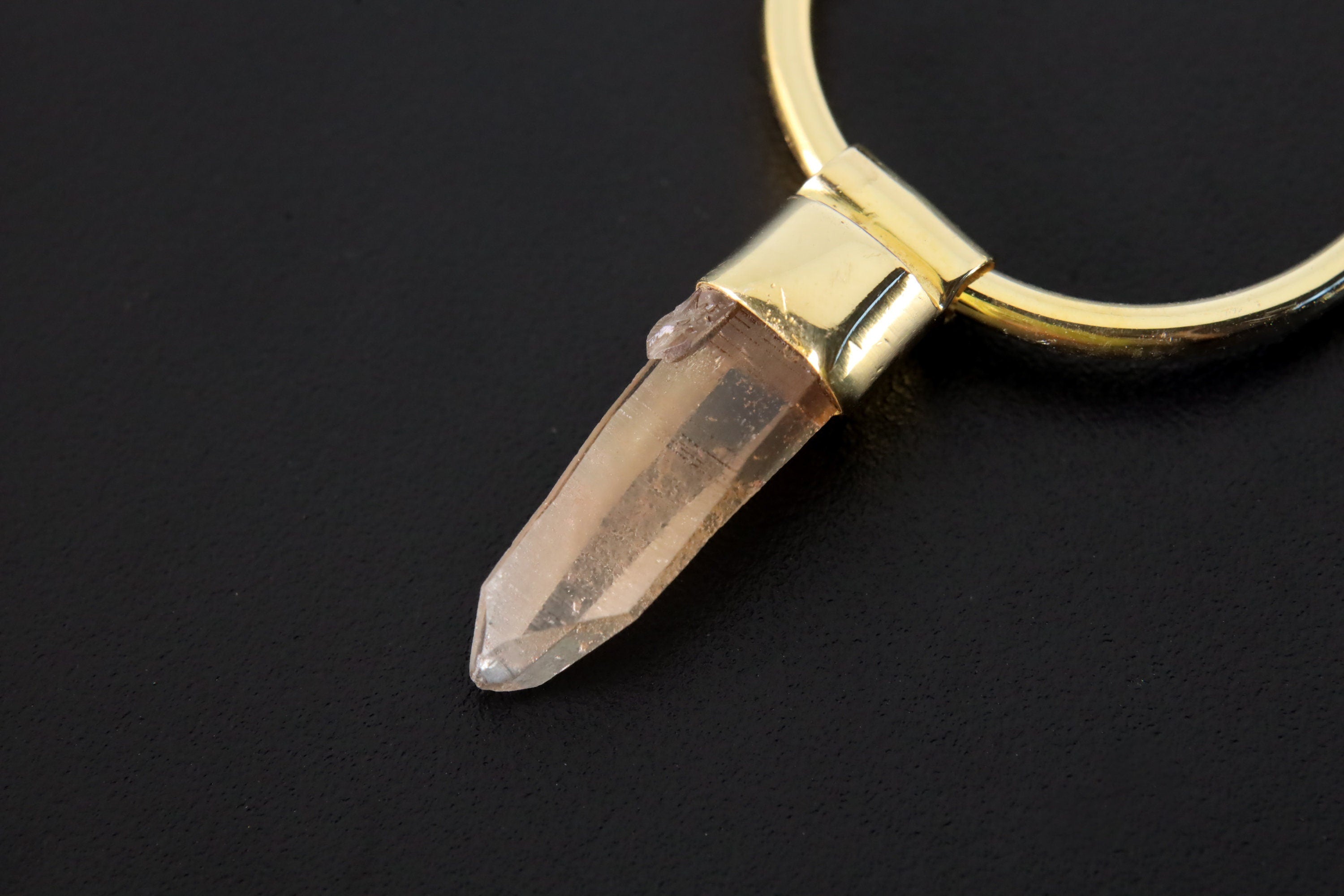 Lemurian Citrine Dangle Hoop Earring: Gold Plated Sterling Silver