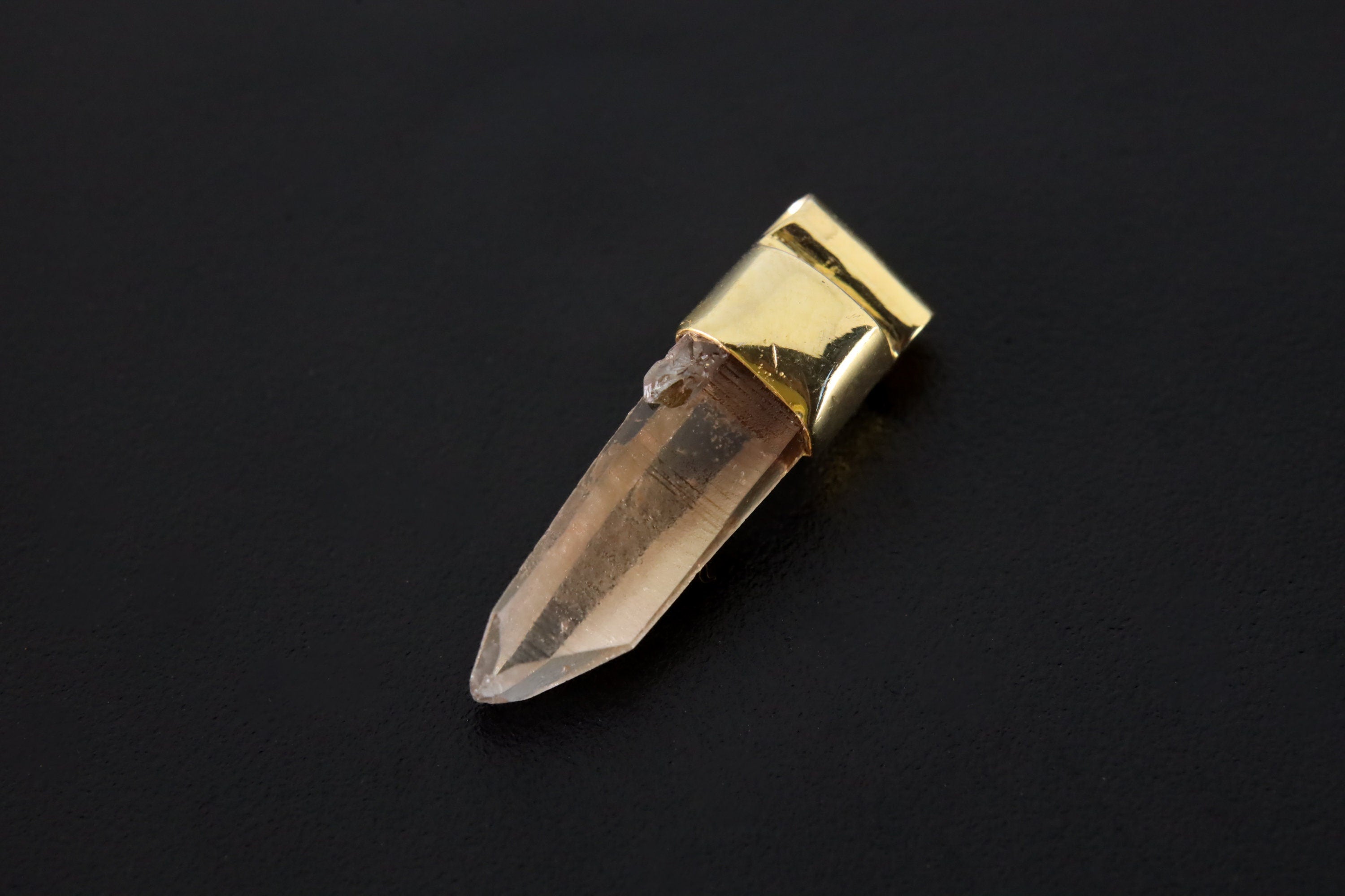Lemurian Citrine Dangle Hoop Earring: Gold Plated Sterling Silver