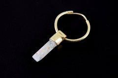 Single Aquamarine Dangle Hoop Earring, Gold Plated Sterling Silver, Throat Chakra, Emotional Balance, Unique Gift