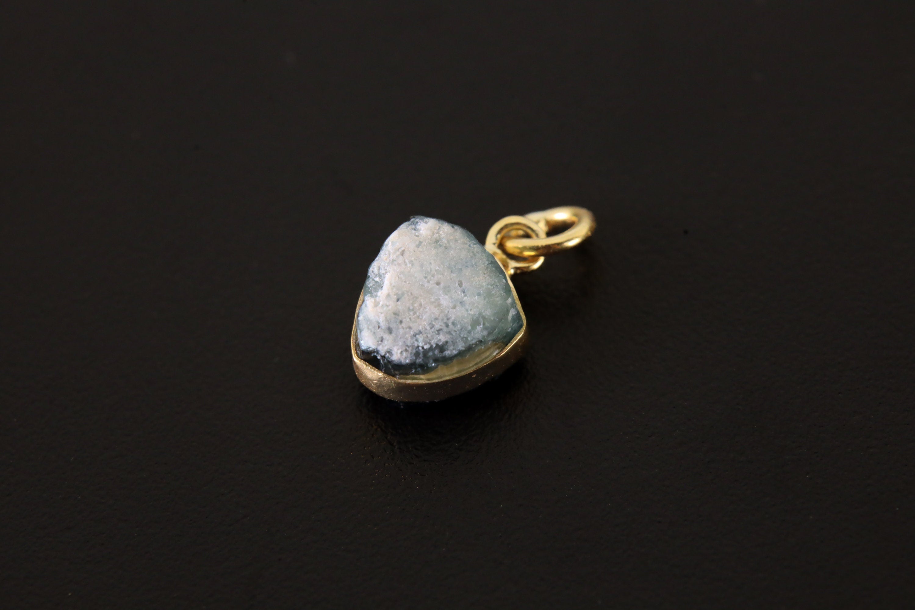 Single Piece Small Slice Raw Blue Gem Tourmaline, Gold Plated Sterling Silver, Dangle Hoop Crystal Earring - Healing, Chakra, Unique Gift