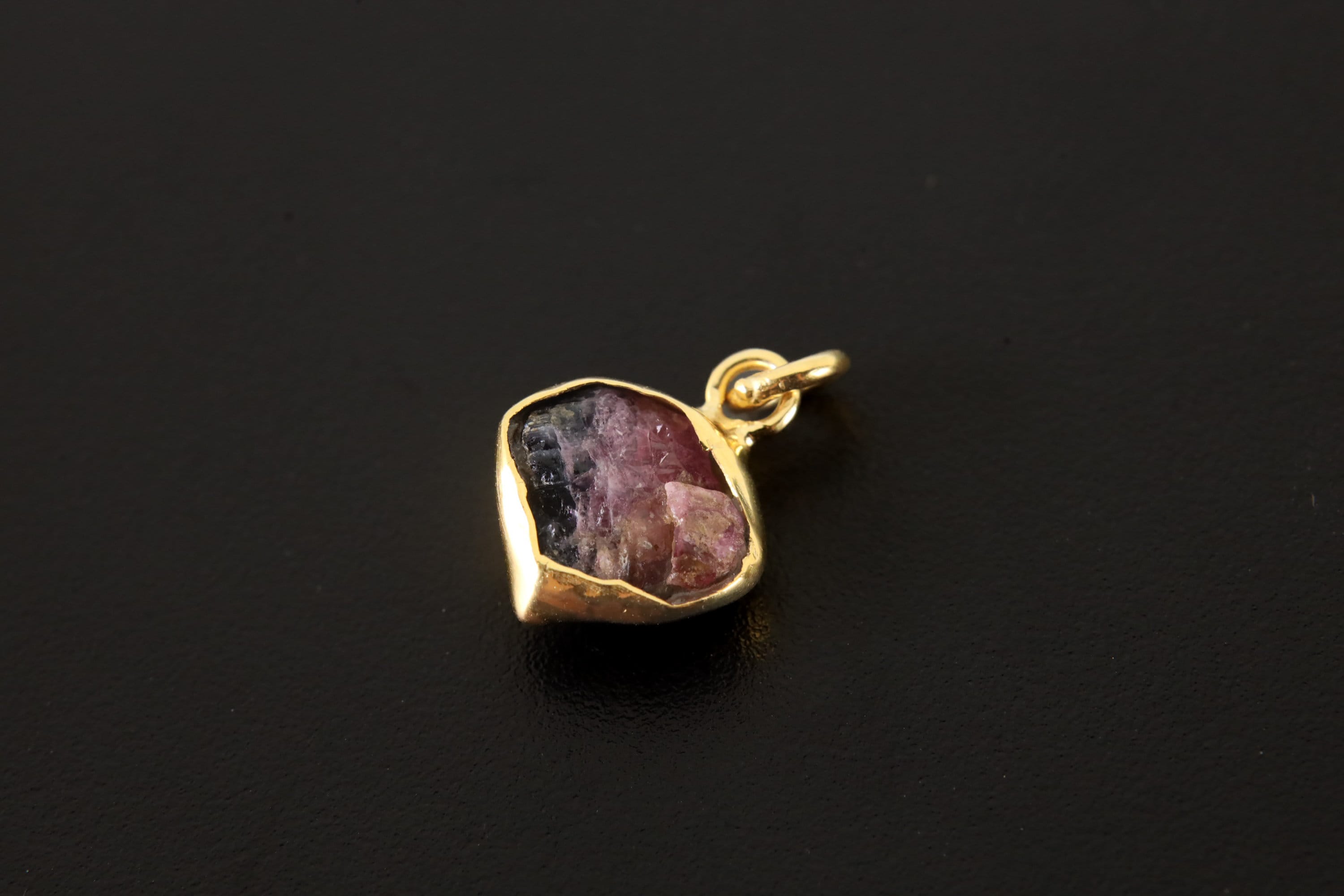Rubellite Pink Tourmaline Gold Plated Sterling Silver Hoop Earring: Healing Chakra Dangle
