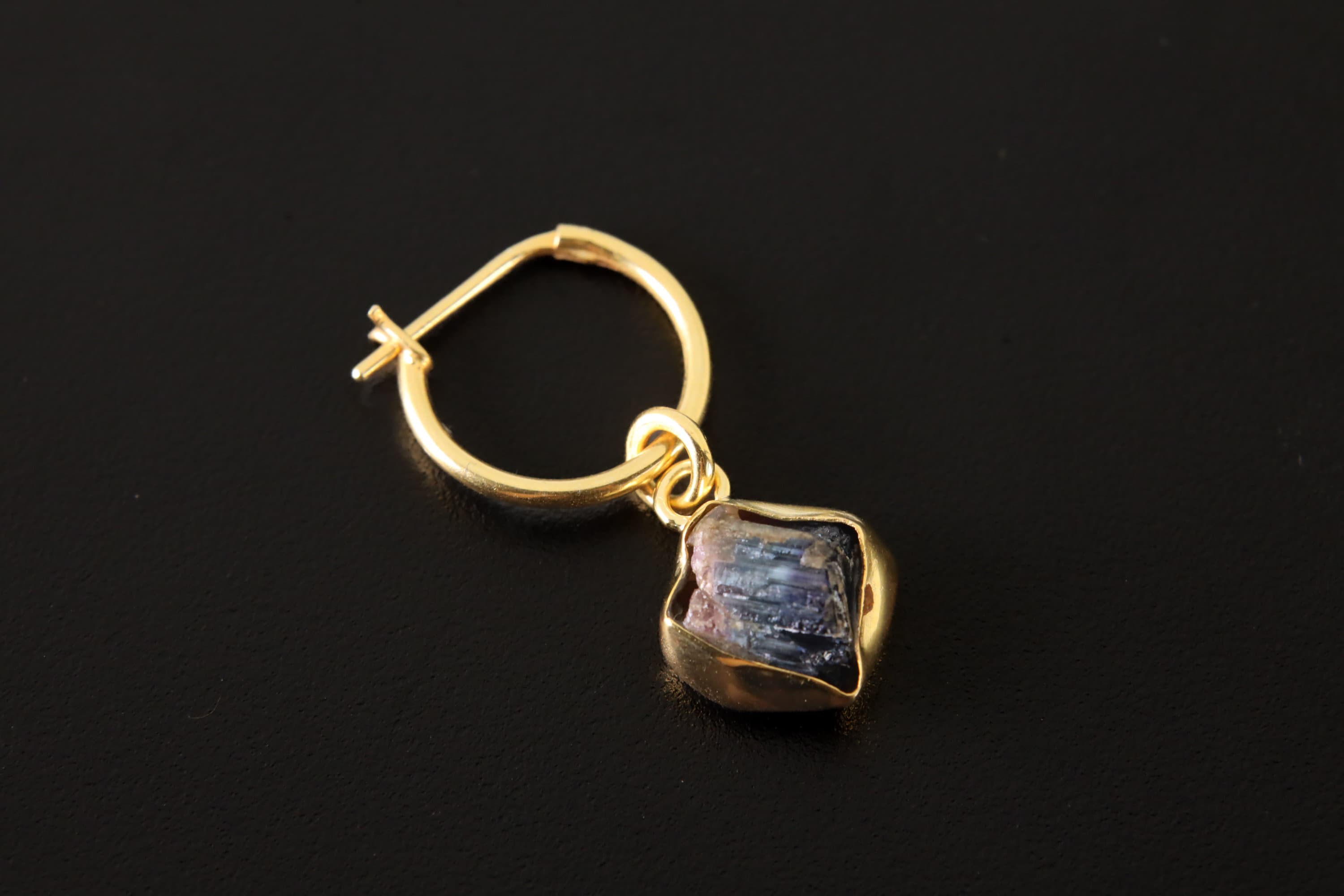 Rubellite Pink Tourmaline Gold Plated Sterling Silver Hoop Earring: Healing Chakra Dangle
