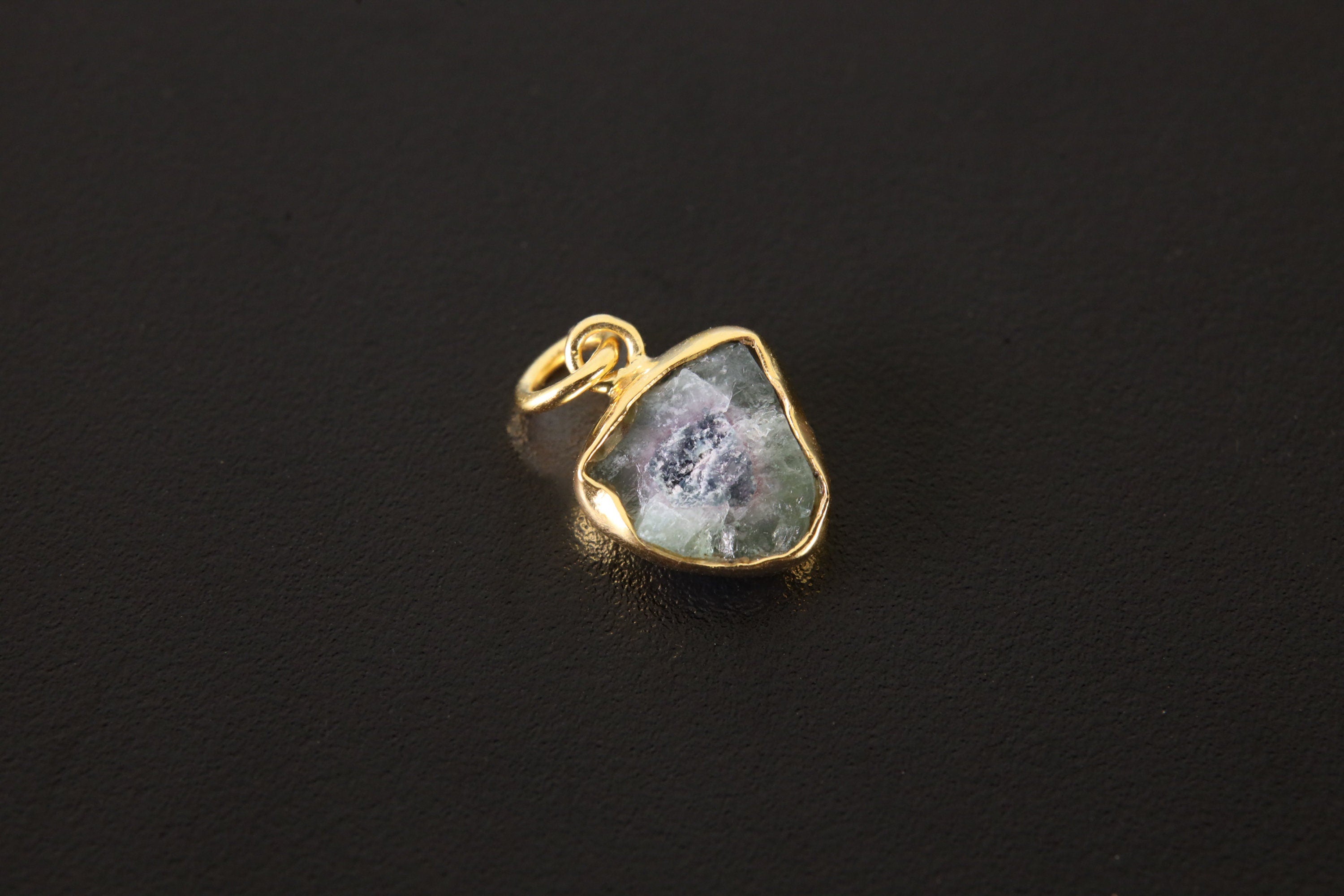Watermelon Tourmaline Dangle Earring: Gold Plated Sterling Silver Pendant