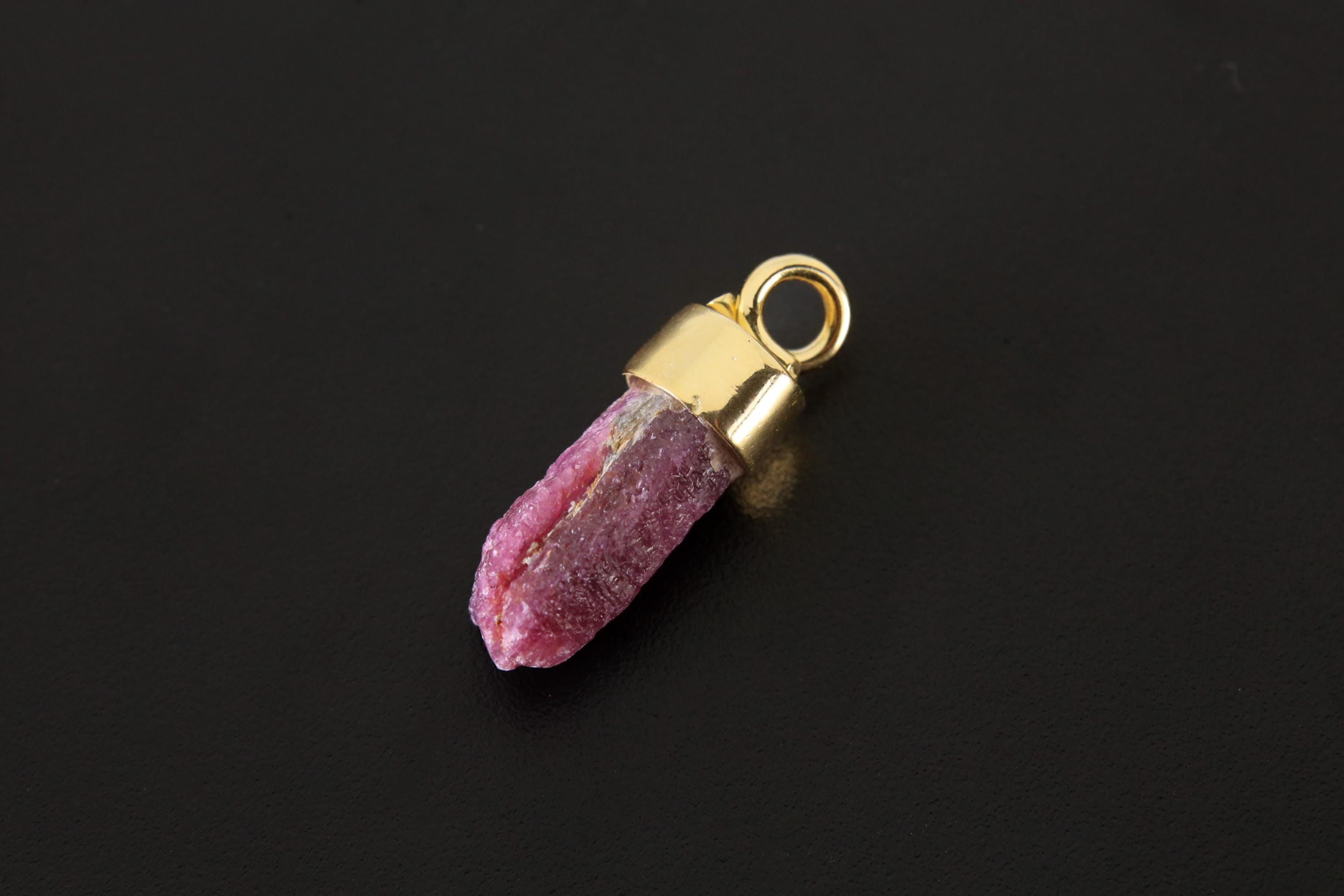Ruby Single Hoop Earring Pendant Gold Plated 925 Silver Root Heart Chakra Leo Cancer Sagittarius Gift