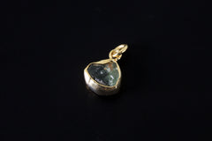 Single Small Slice Green Tourmaline Dangle Hoop Earring, Gold Plated Sterling Silver, Emotional Healing, Heart Chakra Jewelry