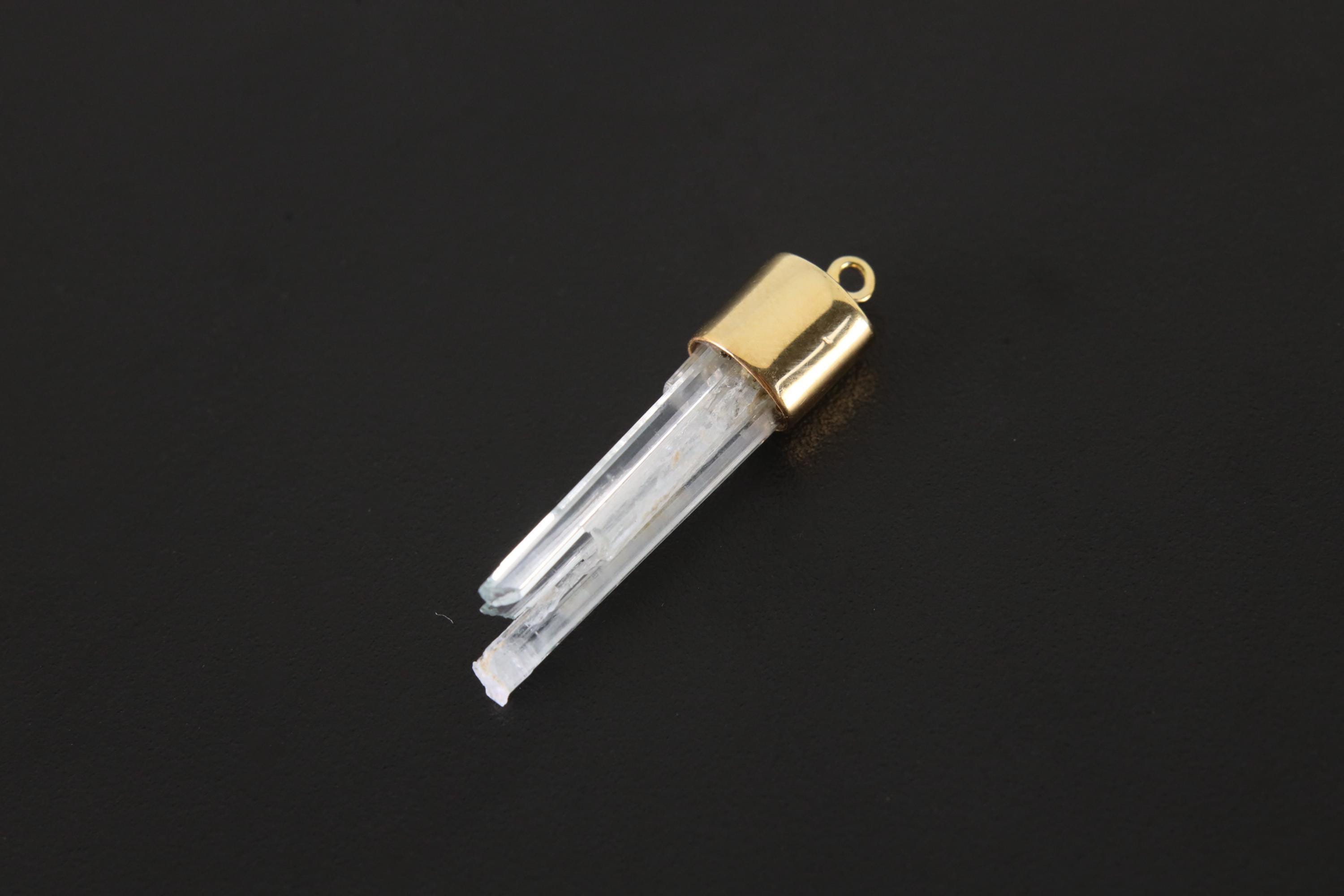 Aquamarine Single Hoop Earring Pendant Gold Plated 925 Silver Throat Chakra Pisces Aries Gift