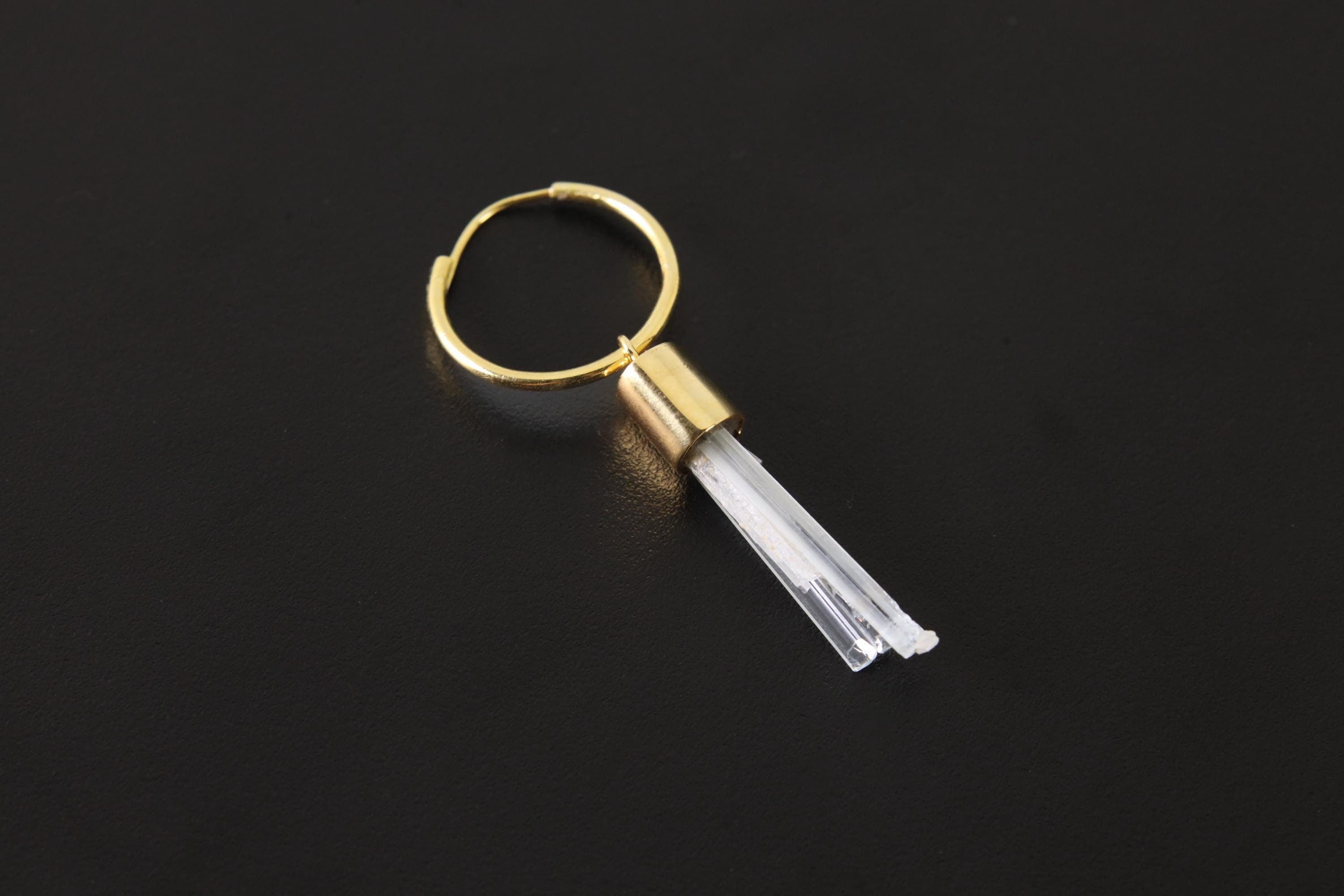 Gold Plated Sterling Silver Aquamarine Hoop Earring: Throat Chakra Crystal