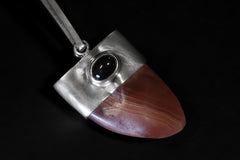 Rhodochrosite Star Sapphire Pendant 925 Silver Tooth Shape Heart Third Eye Chakra Emotional Healing Gift