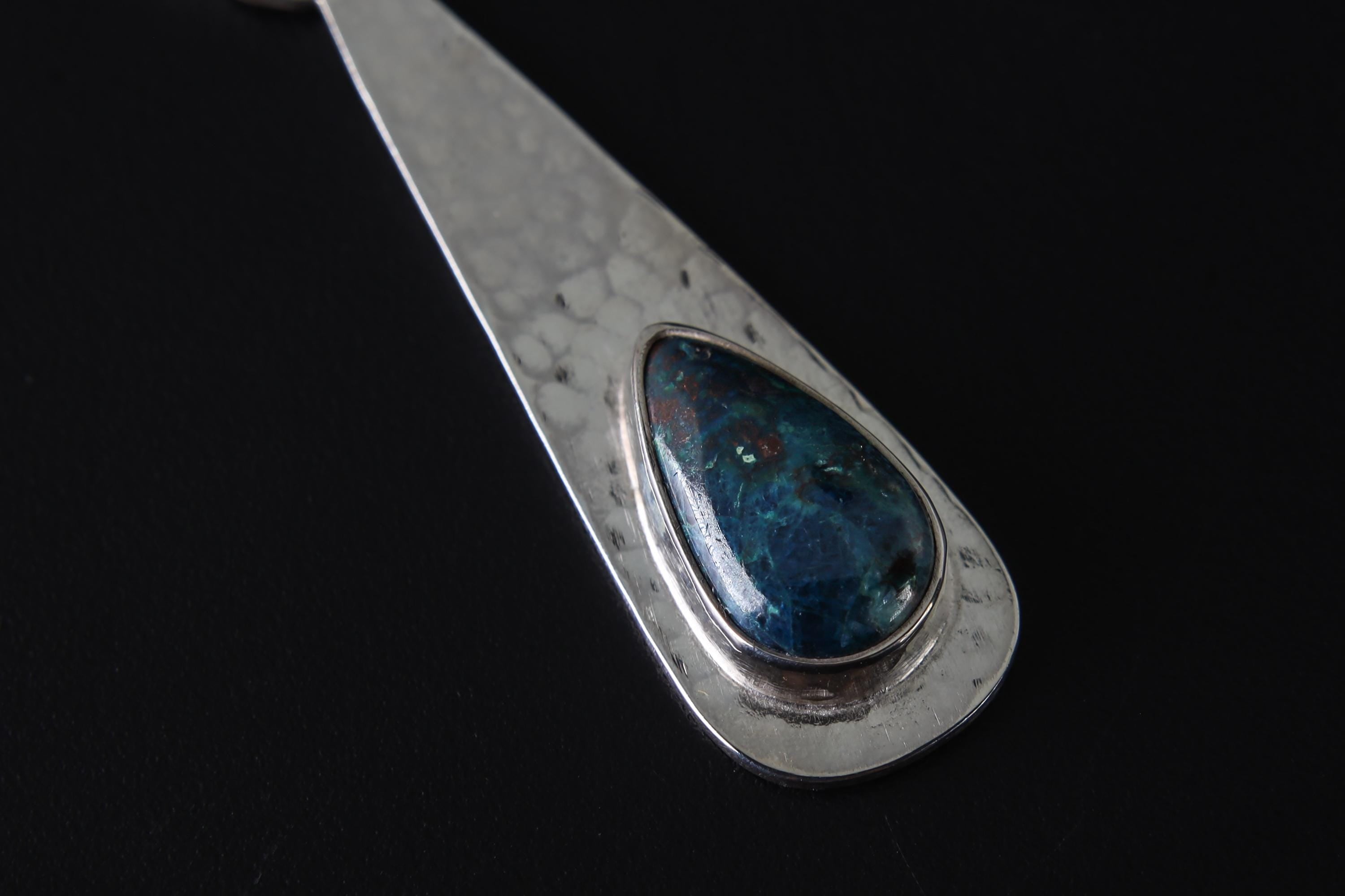 Chrysocolla Teardrop Pendant 925 Sterling Silver Necklace Heart Throat Chakra Taurus Gemini Gift