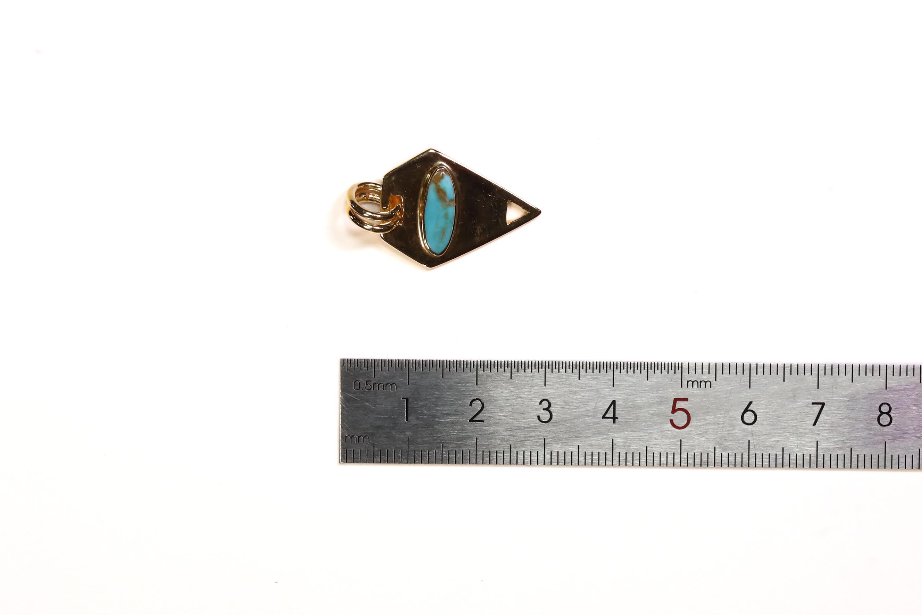 Pentagonal Turquoise Pendant: 18K Gold-Plated Sterling Silver, Throat Chakra