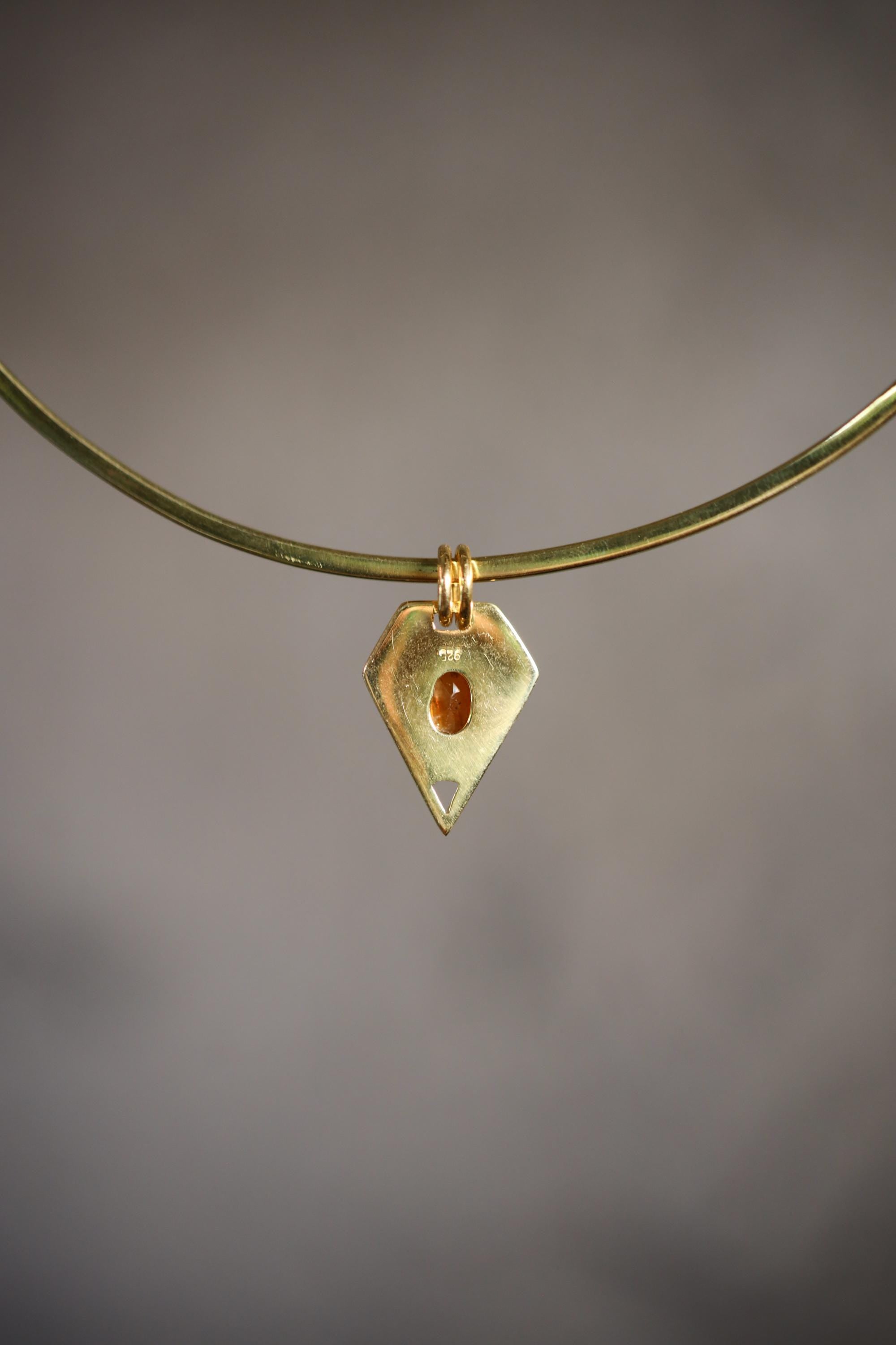 Red Kyanite Pendant 925 Silver 18k Gold Plated Pentagonal Slice Necklace Root Chakra Aries Gift